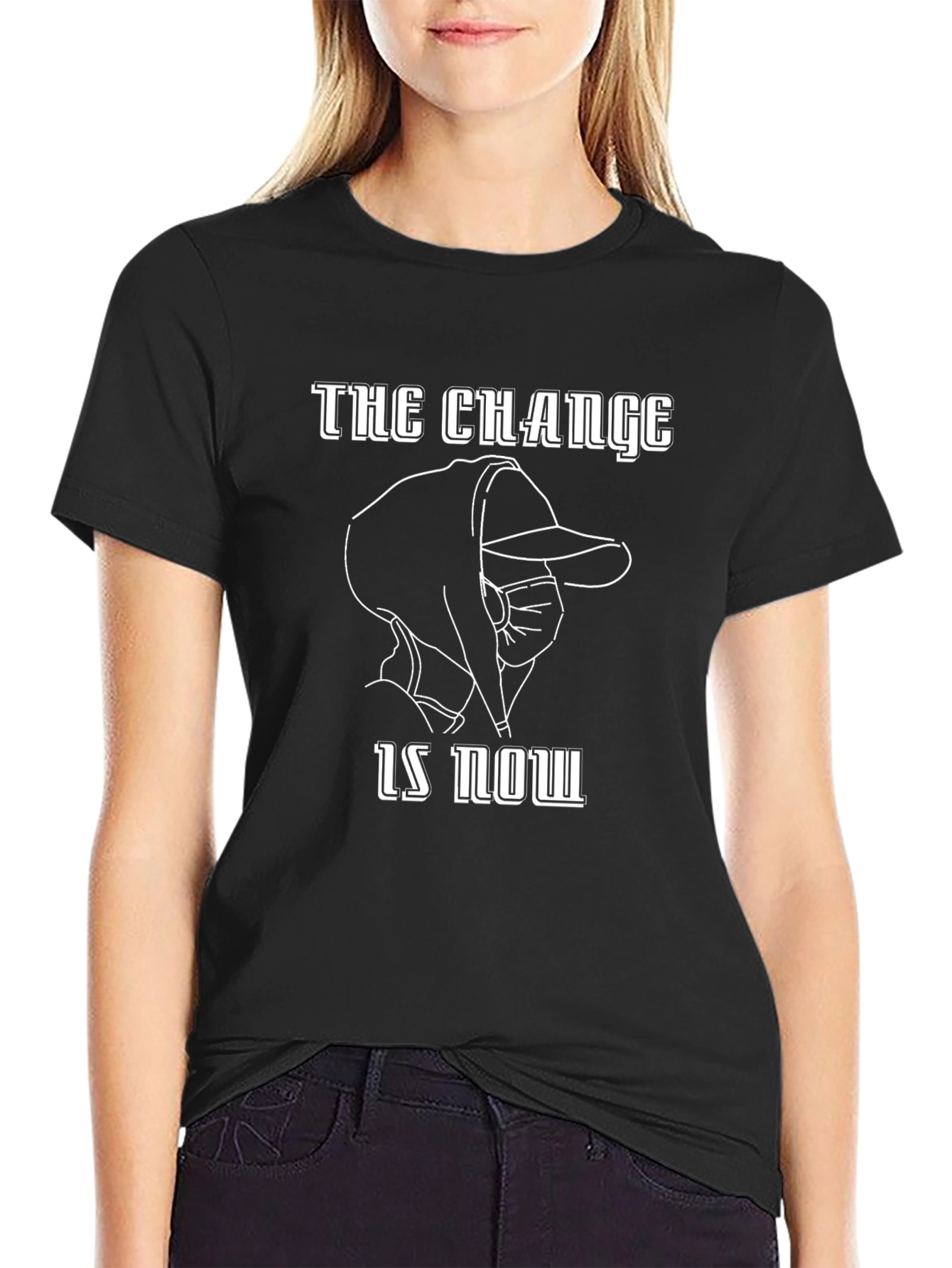 The Change is Now Black Graphic T-Shirt