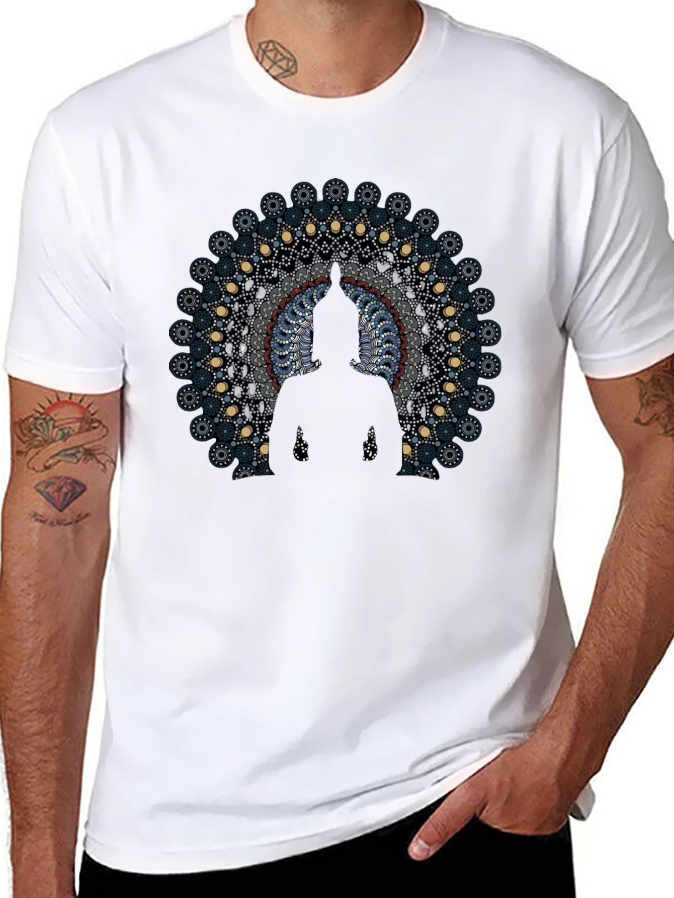 Buddha Mandala Graphic Black T-Shirt