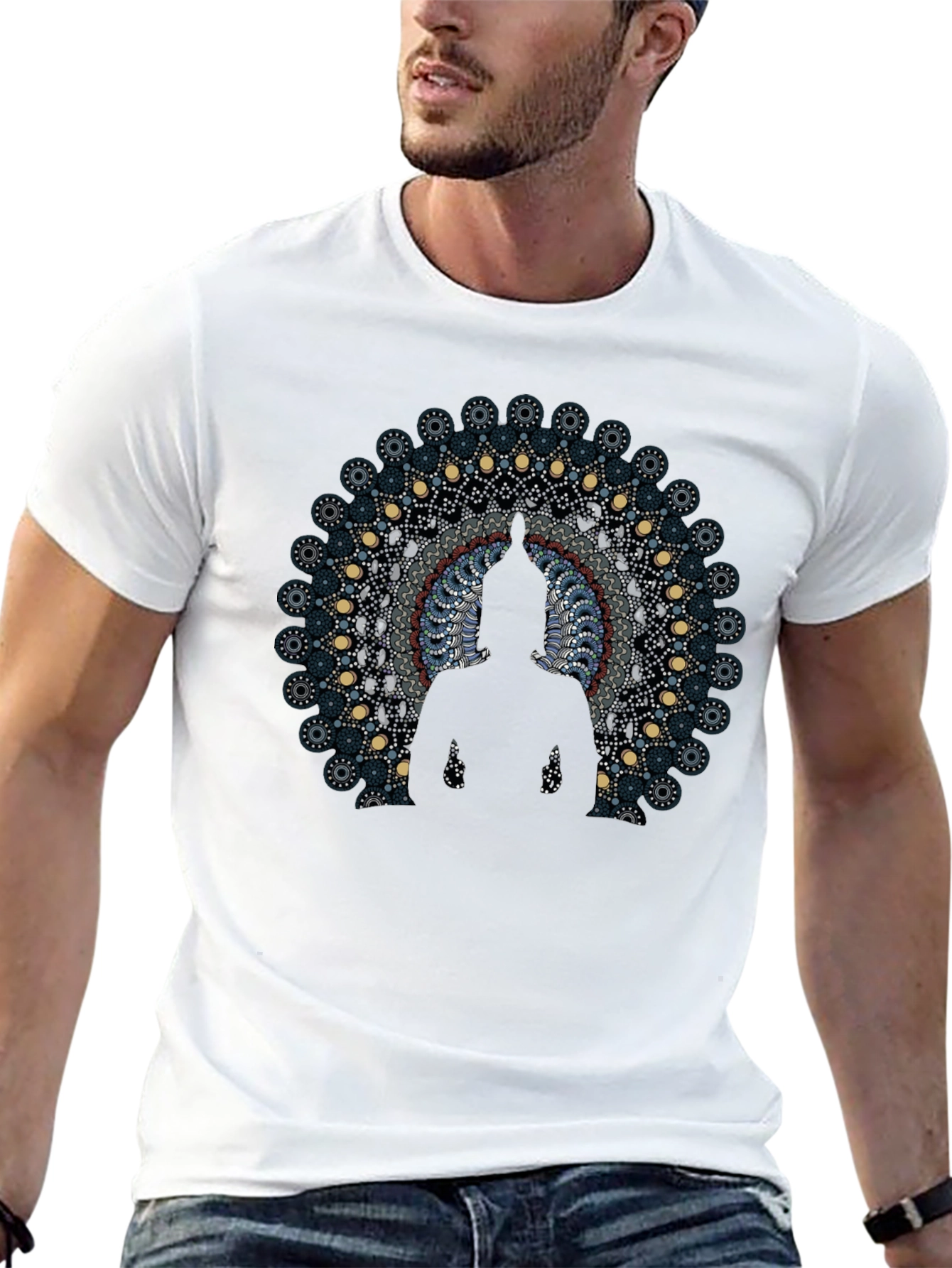 Buddha Mandala Graphic Black T-Shirt