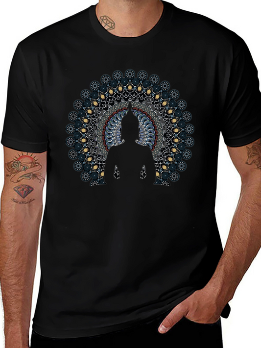 Buddha Mandala Graphic Black T-Shirt