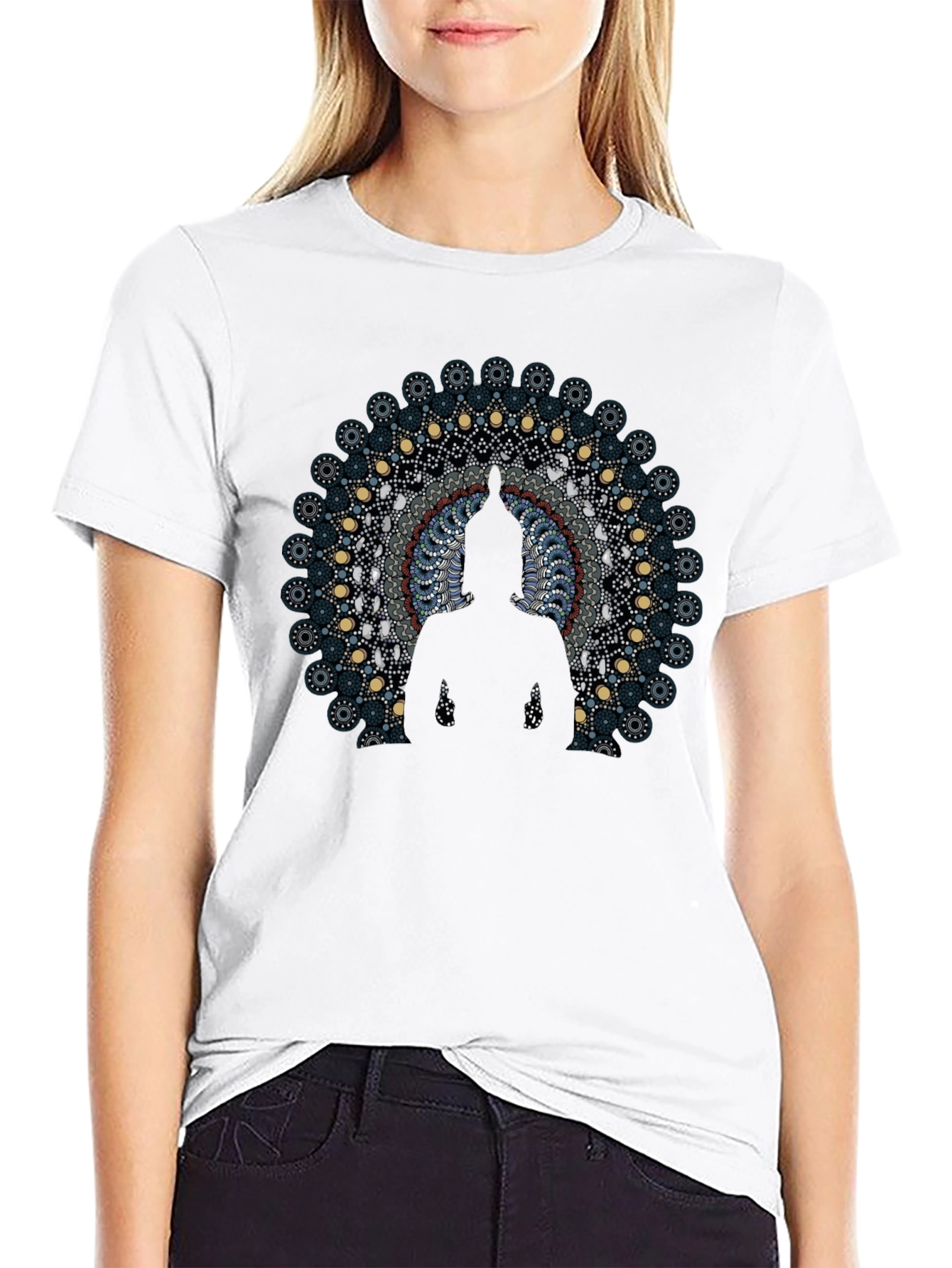 Buddha Mandala Graphic Black T-Shirt