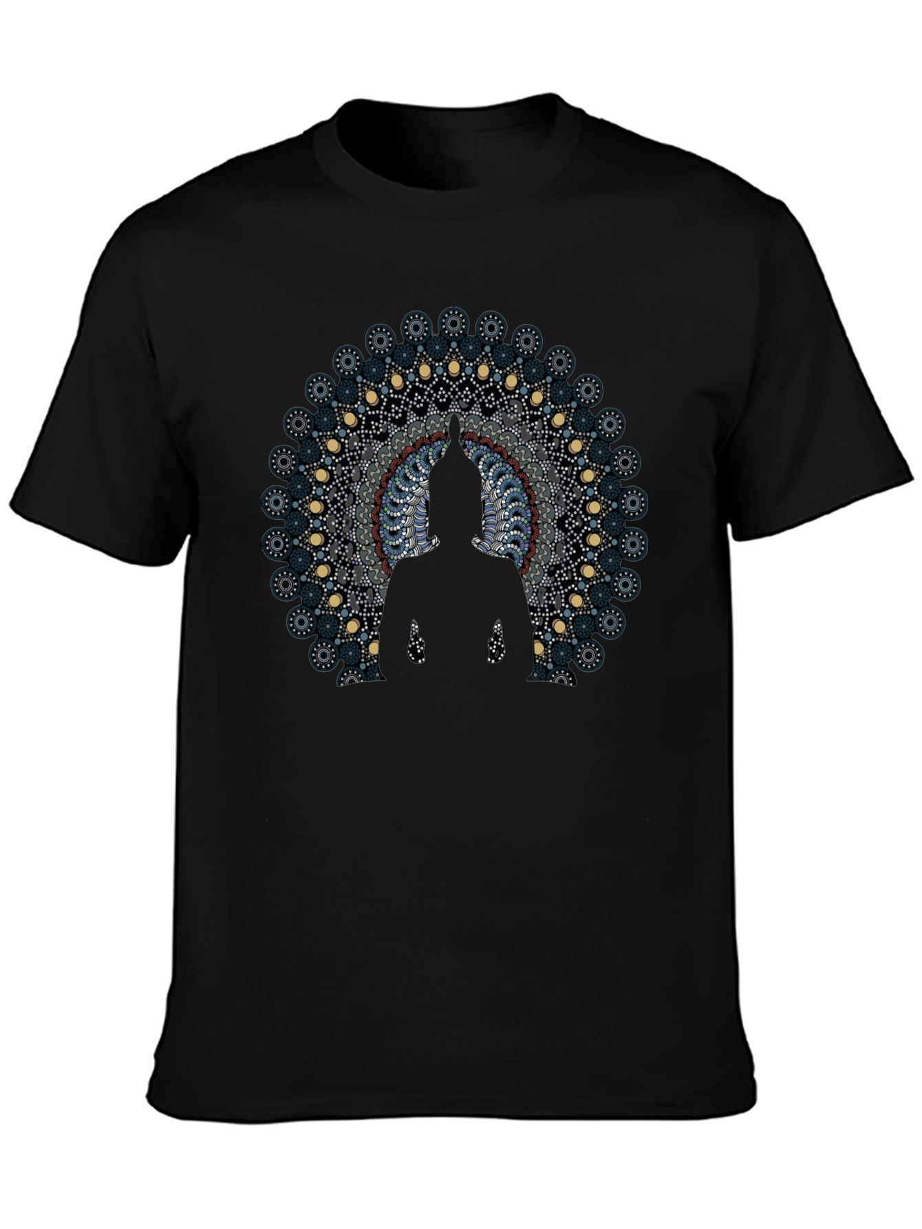 Buddha Mandala Graphic Black T-Shirt