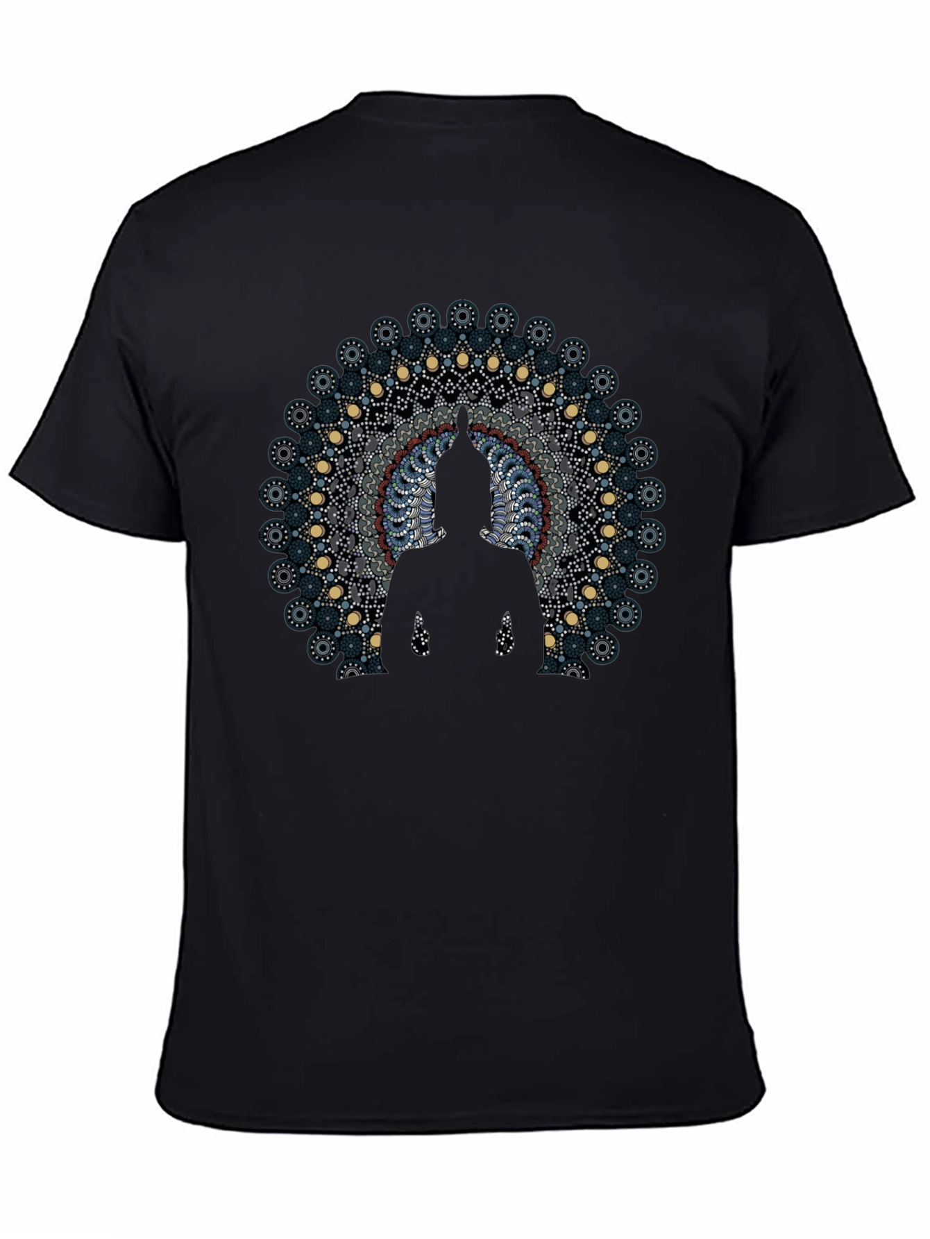 Buddha Mandala Graphic Black T-Shirt