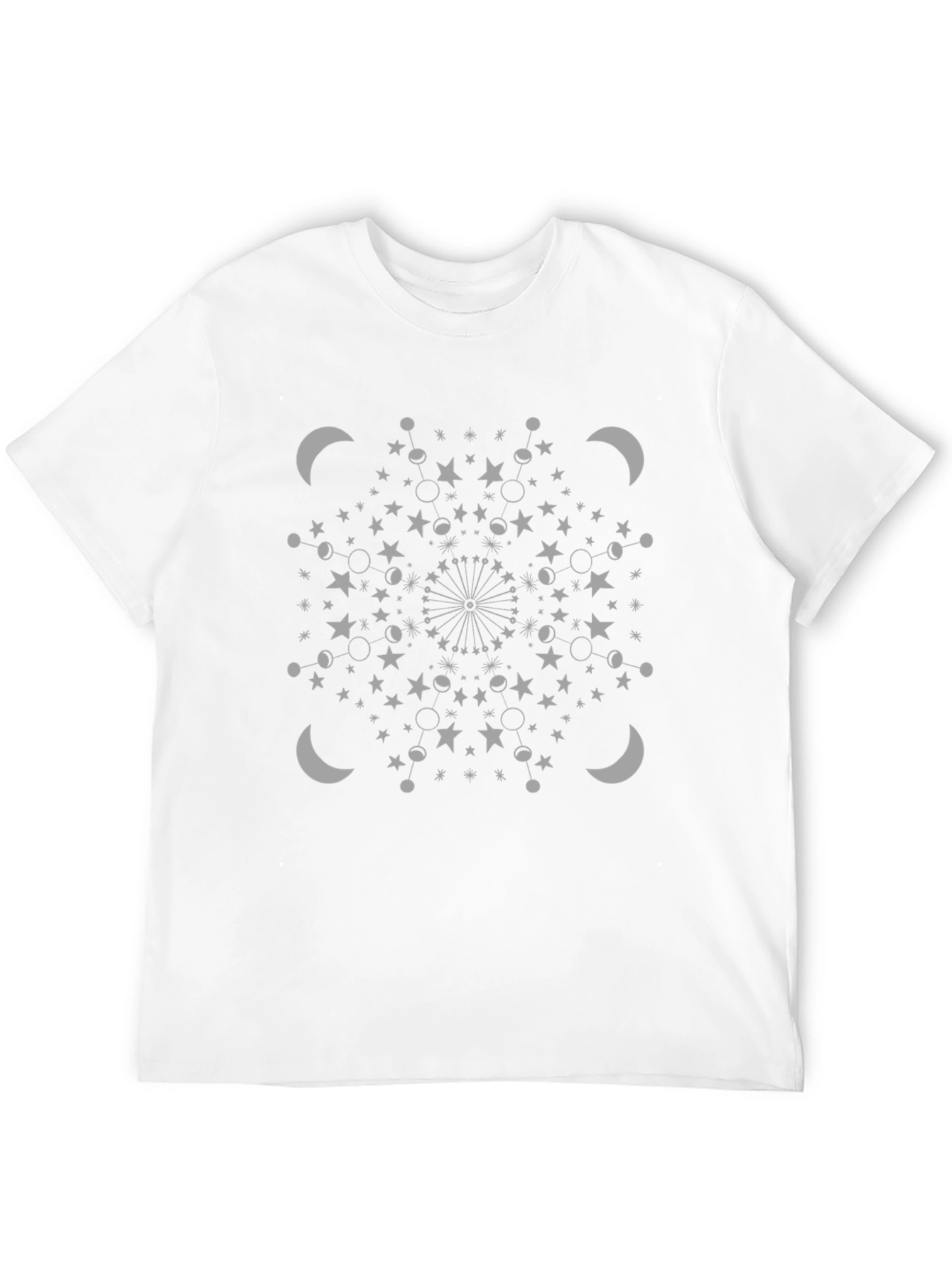 Celestial Mandala Tee: Stars & Moon Graphic Print
