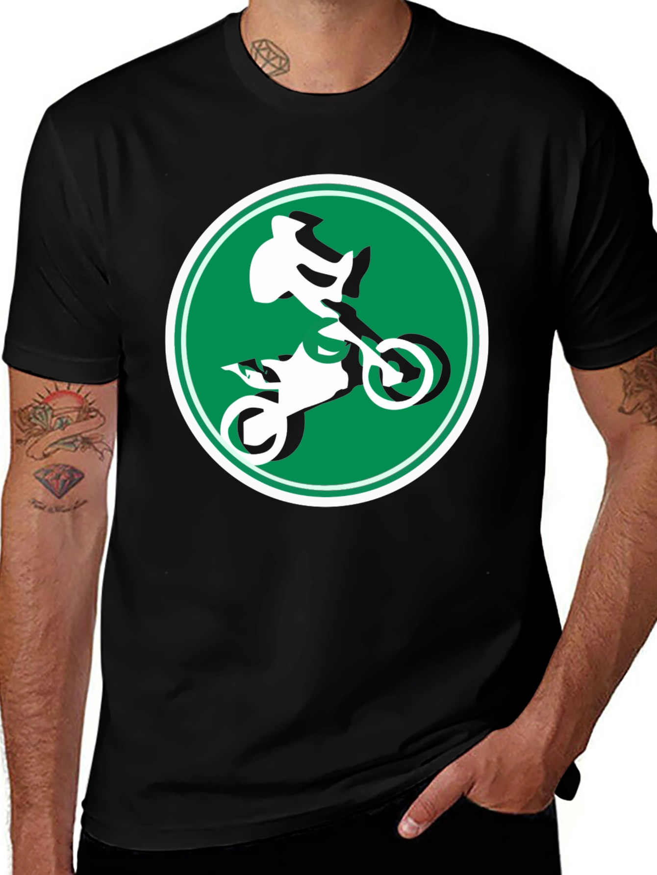 Motocross Rider Graphic Tee - Black Cotton T-Shirt