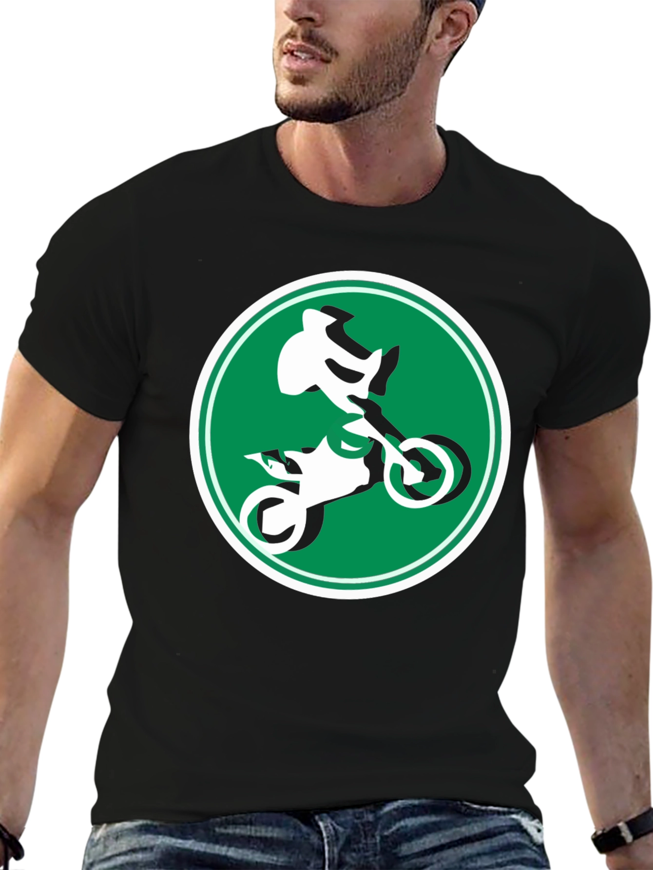 Motocross Rider Graphic Tee - Black Cotton T-Shirt
