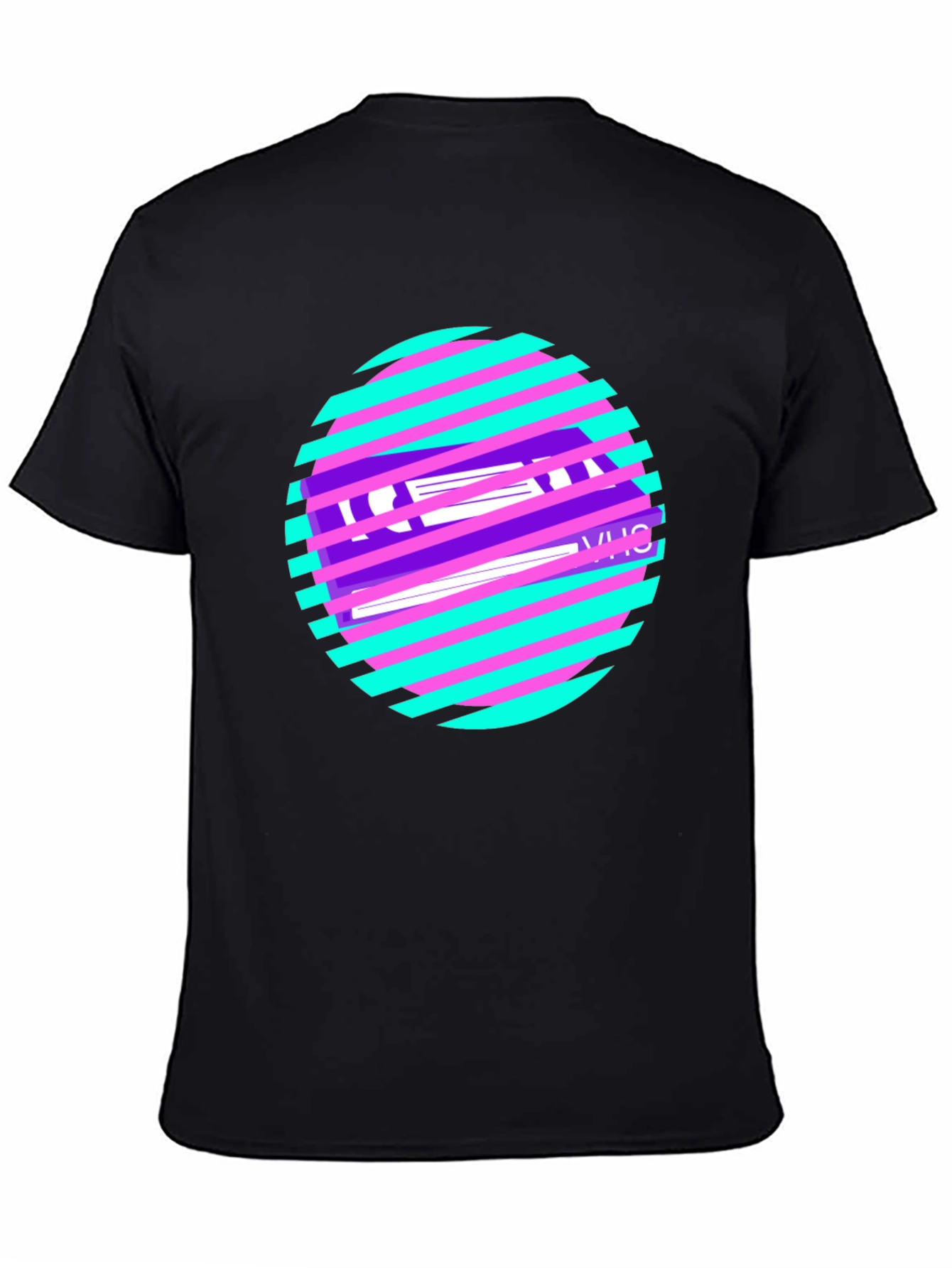 Retro VHS Tape Graphic T-Shirt - Black Cotton Blend