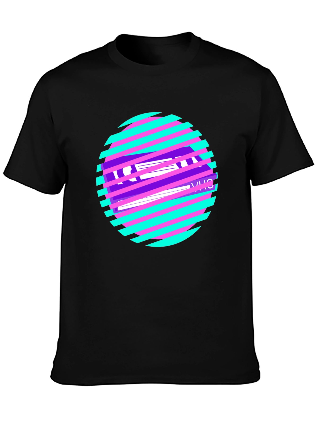 Retro VHS Tape Graphic T-Shirt - Black Cotton Blend