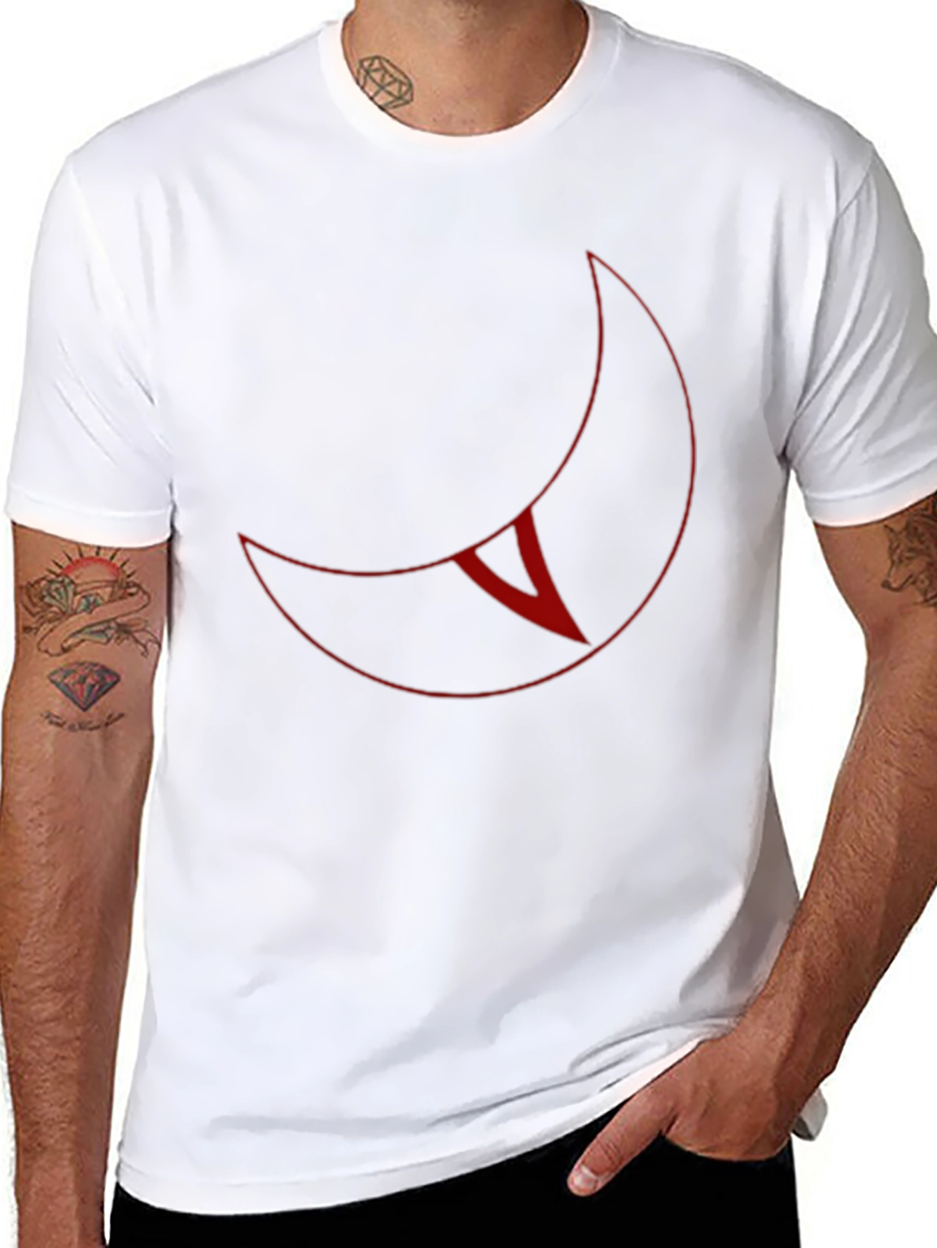 Crescent Moon Graphic T-Shirt - Black