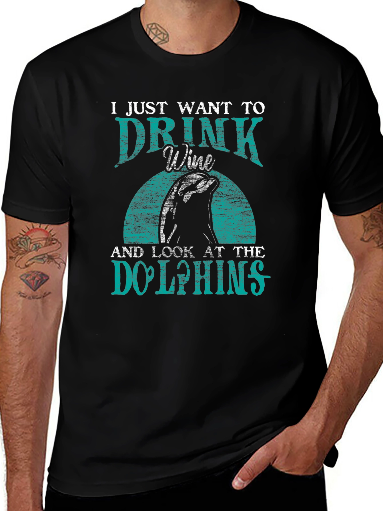 Drink Wine & Look at Dolphins T-Shirt