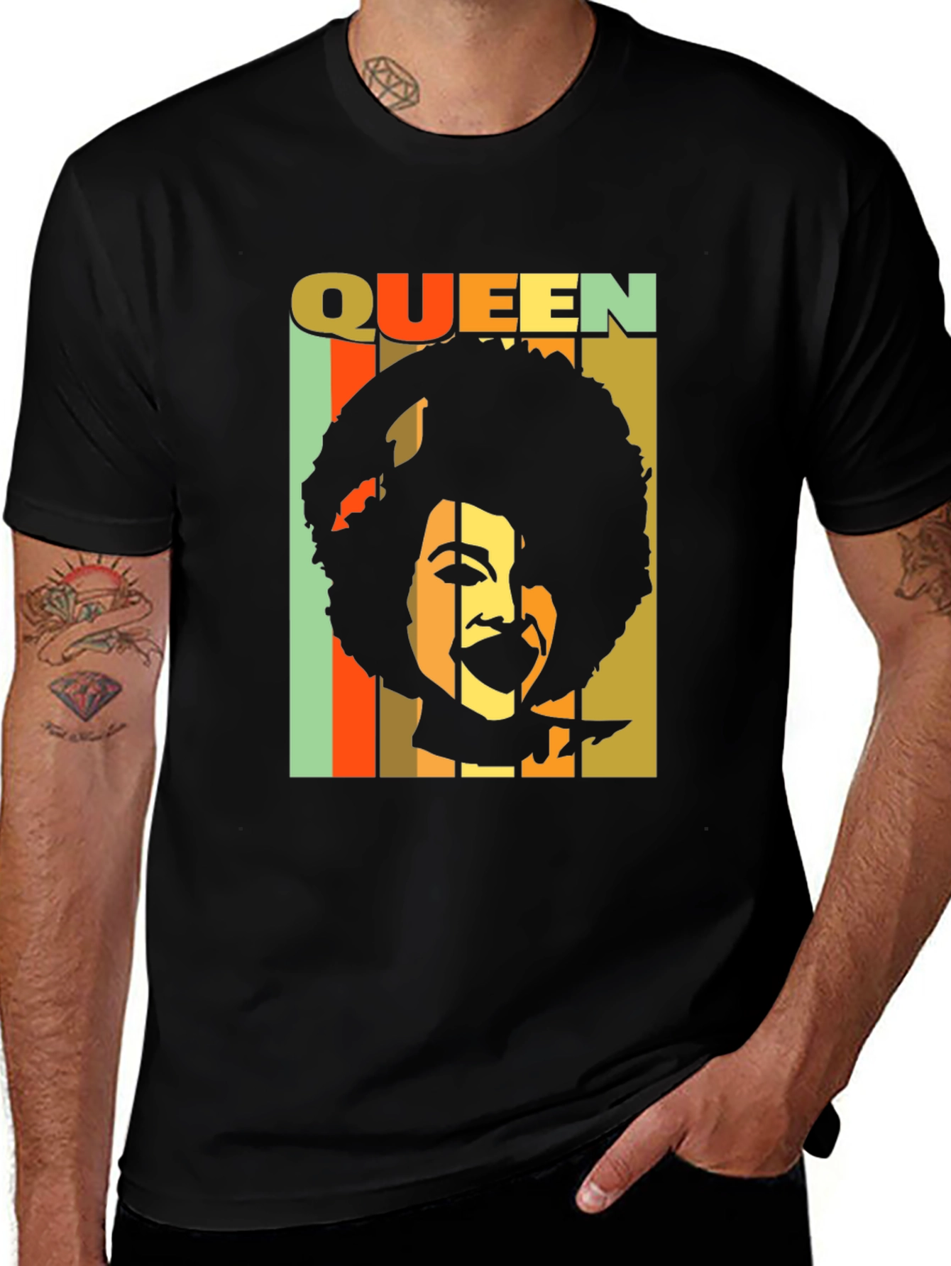 Retro Queen Afro T-Shirt - Black