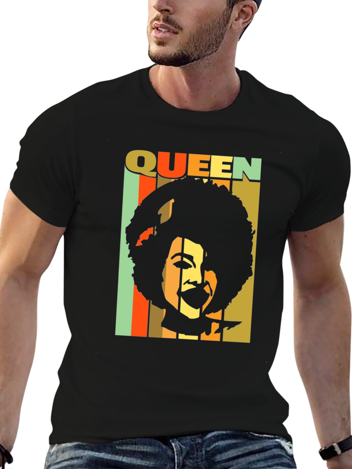 Retro Queen Afro T-Shirt - Black