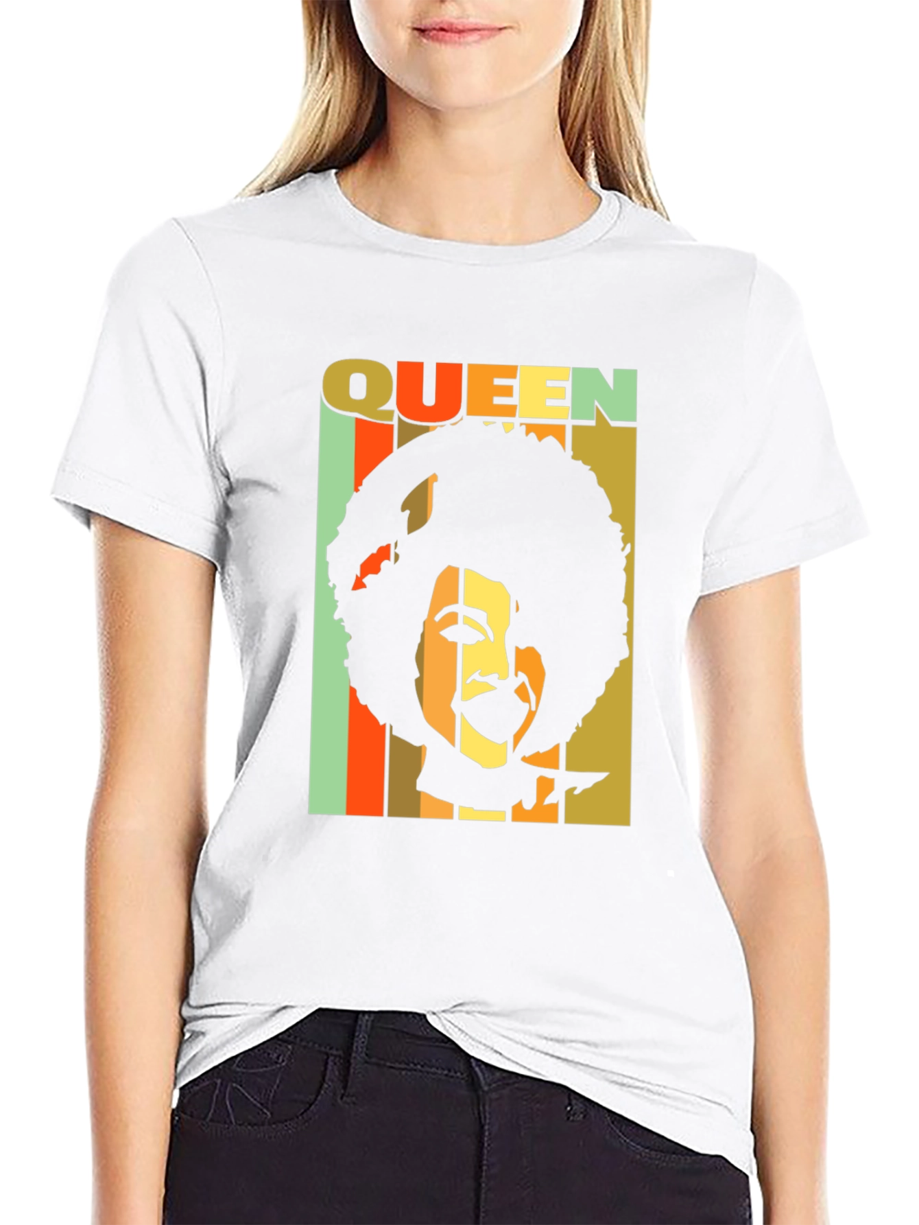 Retro Queen Afro T-Shirt - Black