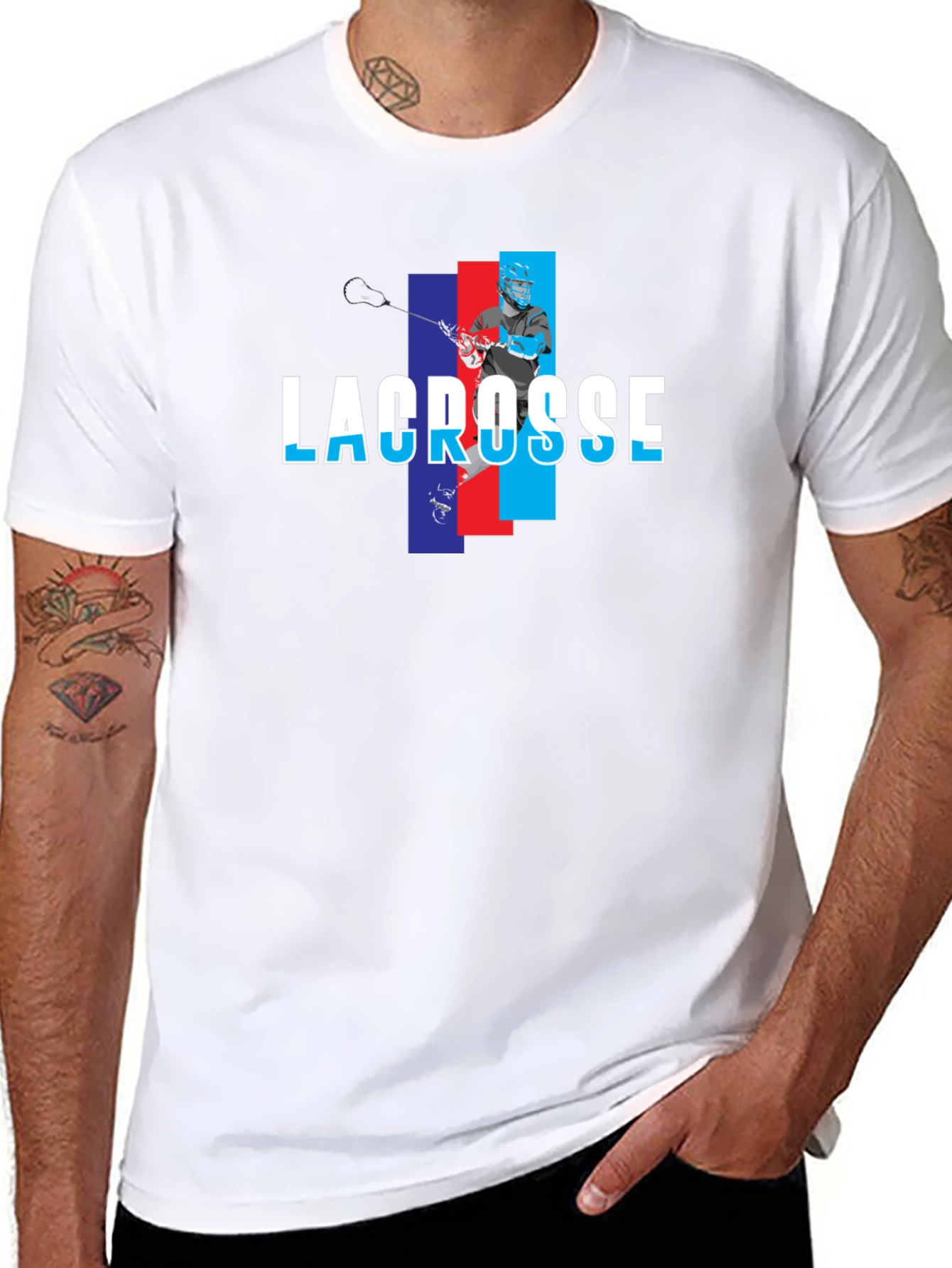 Lacrosse Player Graphic T-Shirt - Black