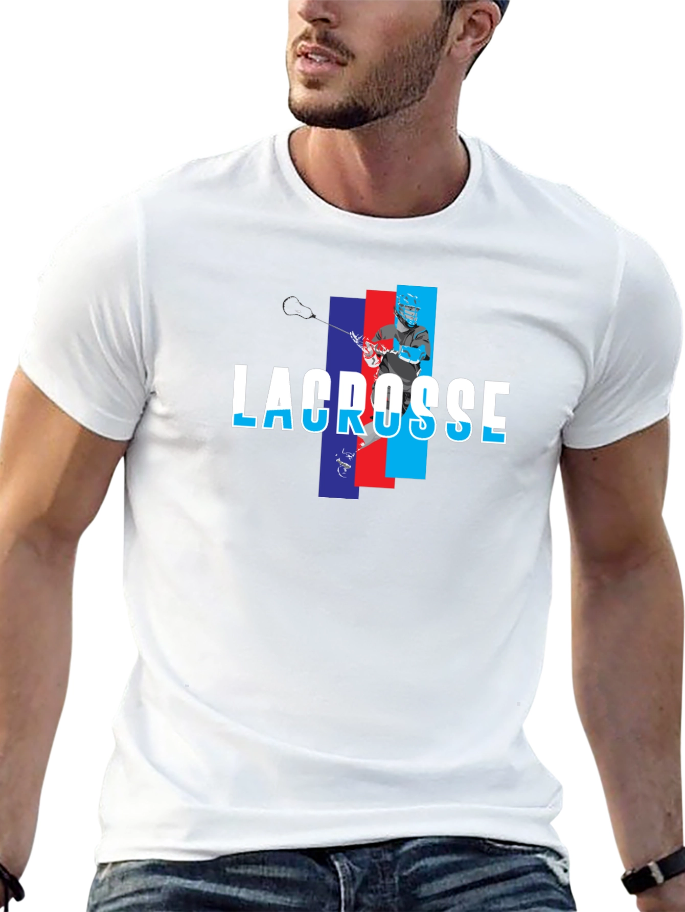 Lacrosse Player Graphic T-Shirt - Black