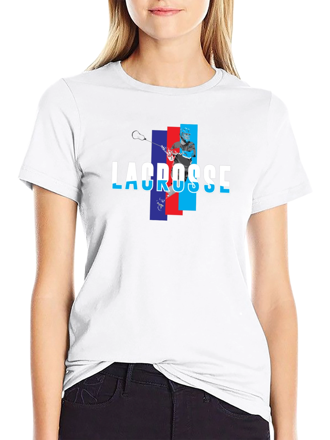 Lacrosse Player Graphic T-Shirt - Black