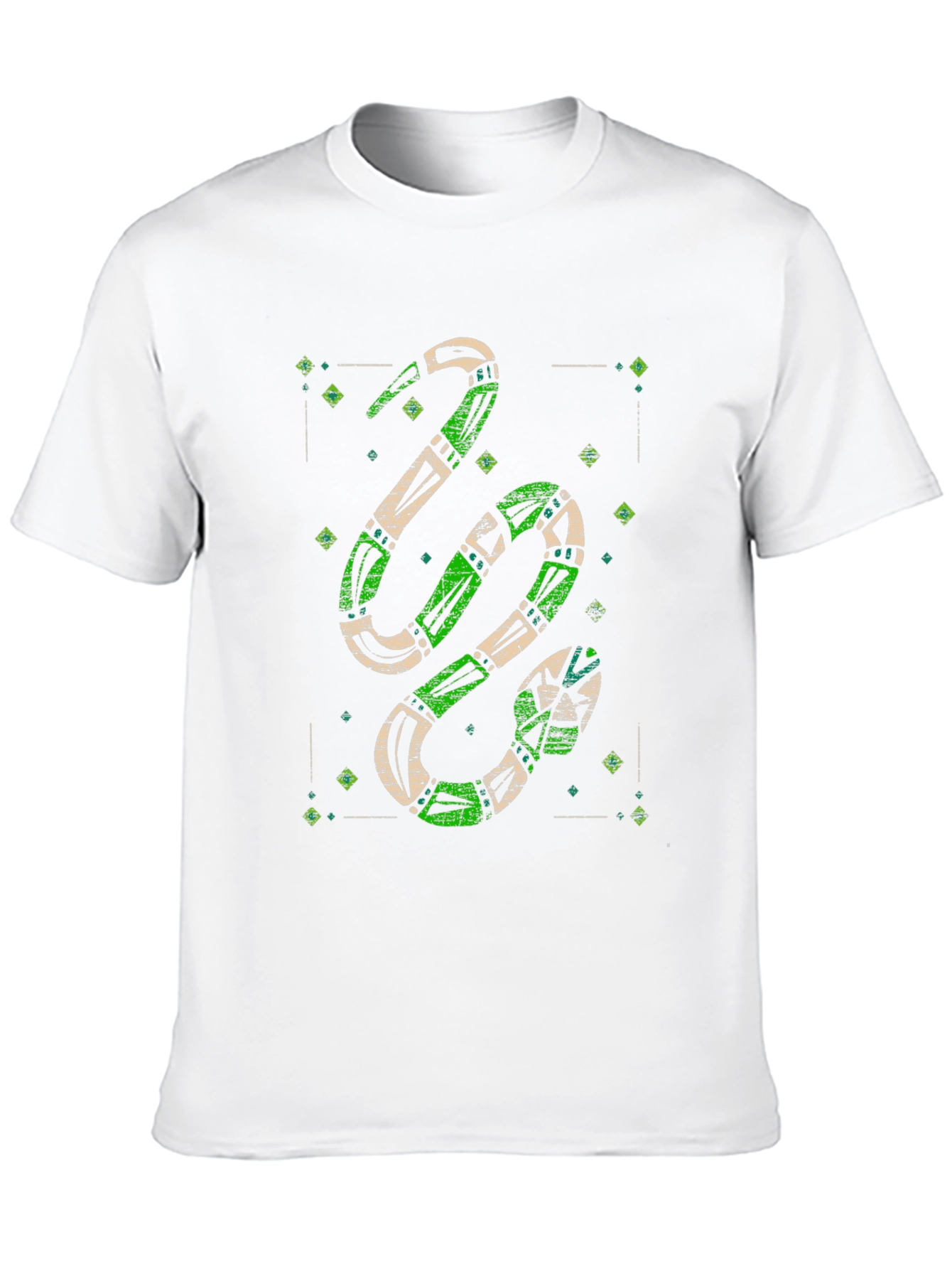 Green Snake Print Graphic Tee - Mens Black T-Shirt