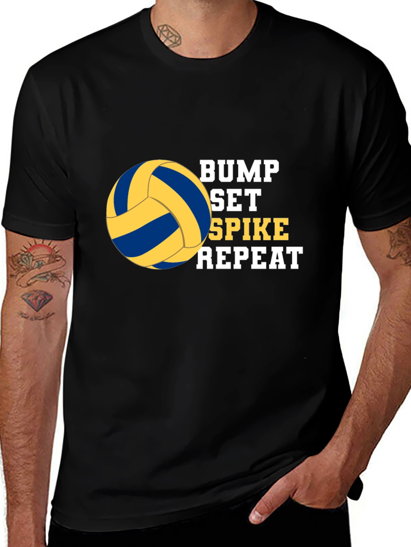 Bump Set Spike Repeat Volleyball Graphic T-Shirt