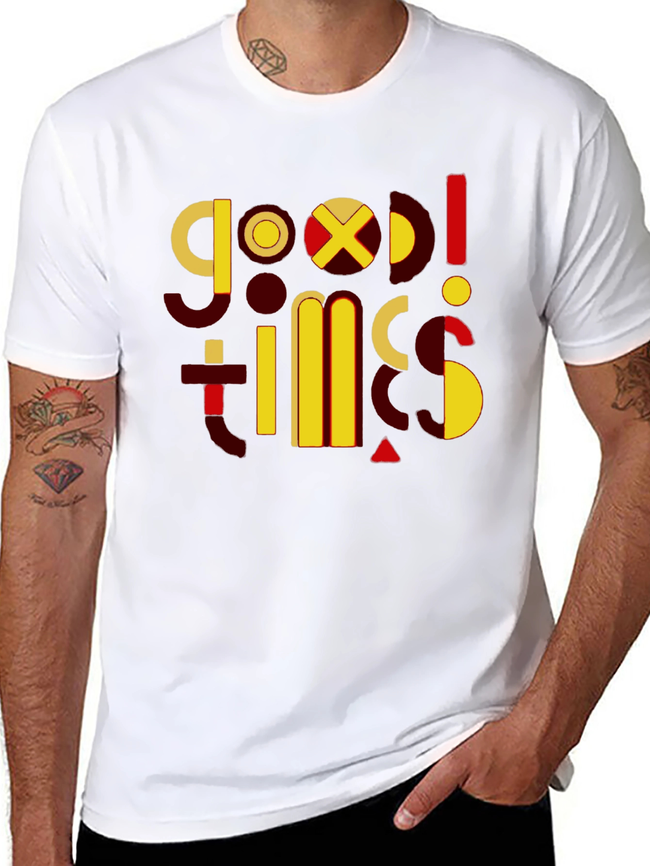 Geometric Good Times Graphic Tee - Modern Style