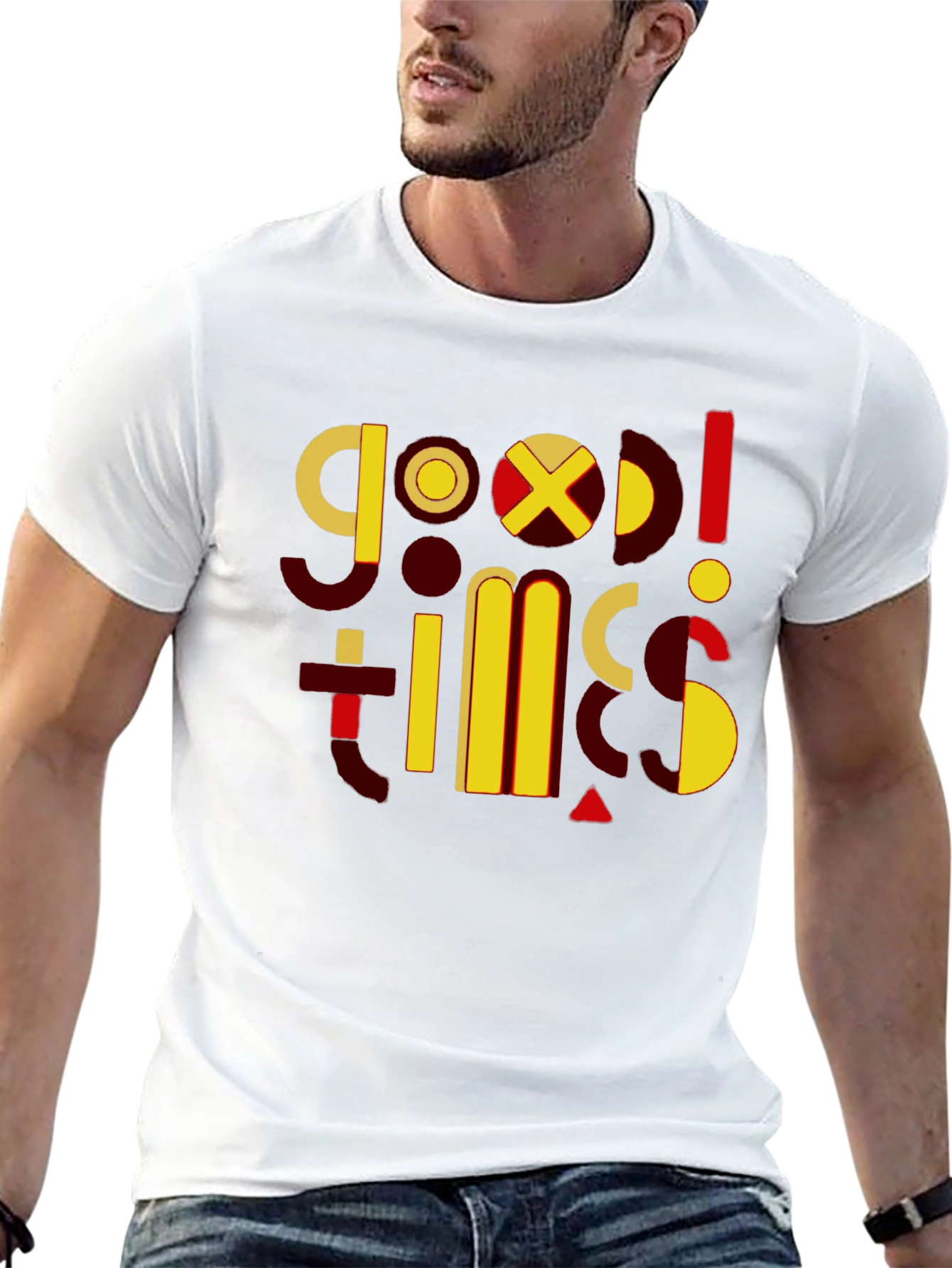 Geometric Good Times Graphic Tee - Modern Style