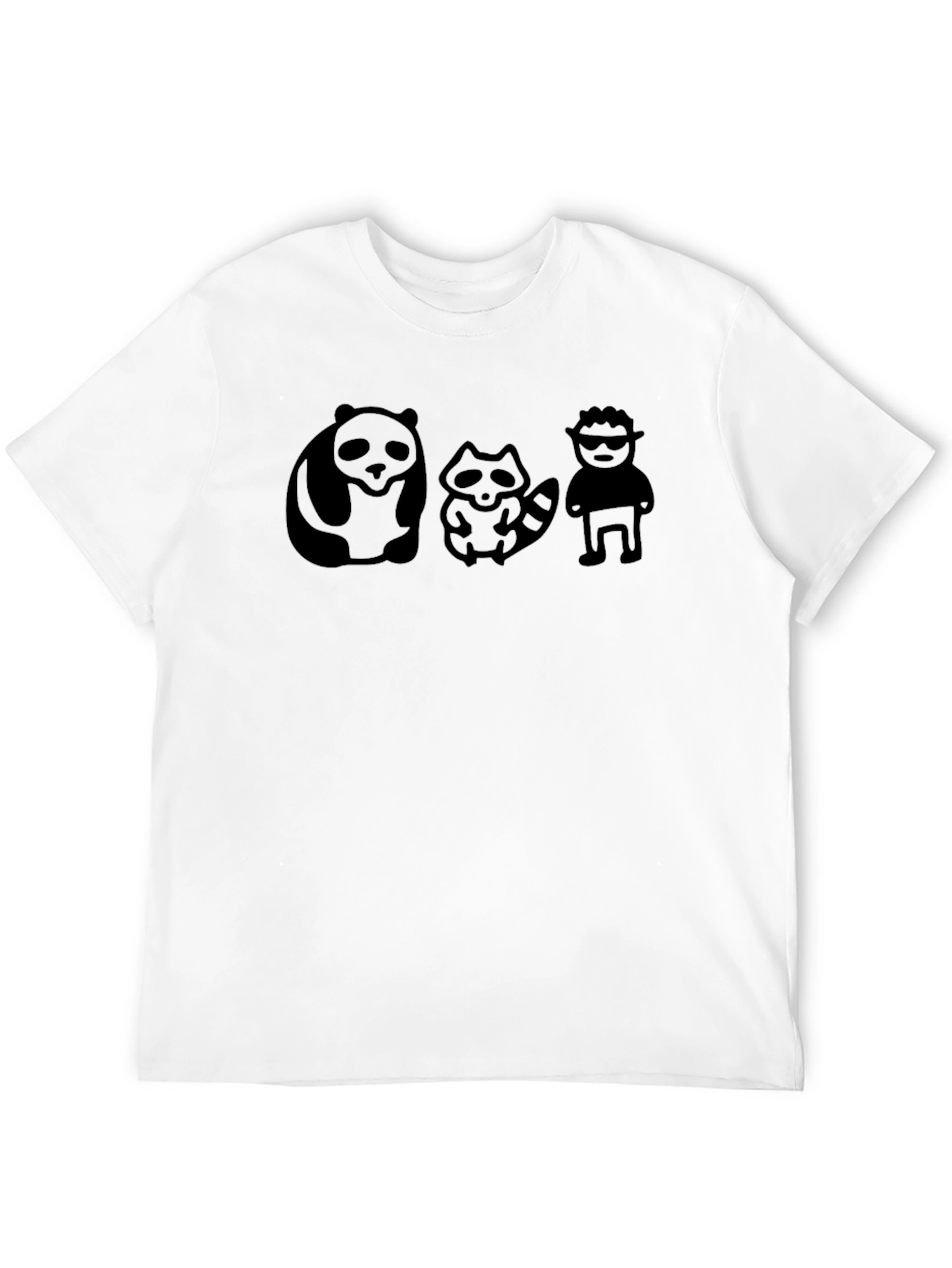 Panda Raccoon & Buddy Black Graphic Tee