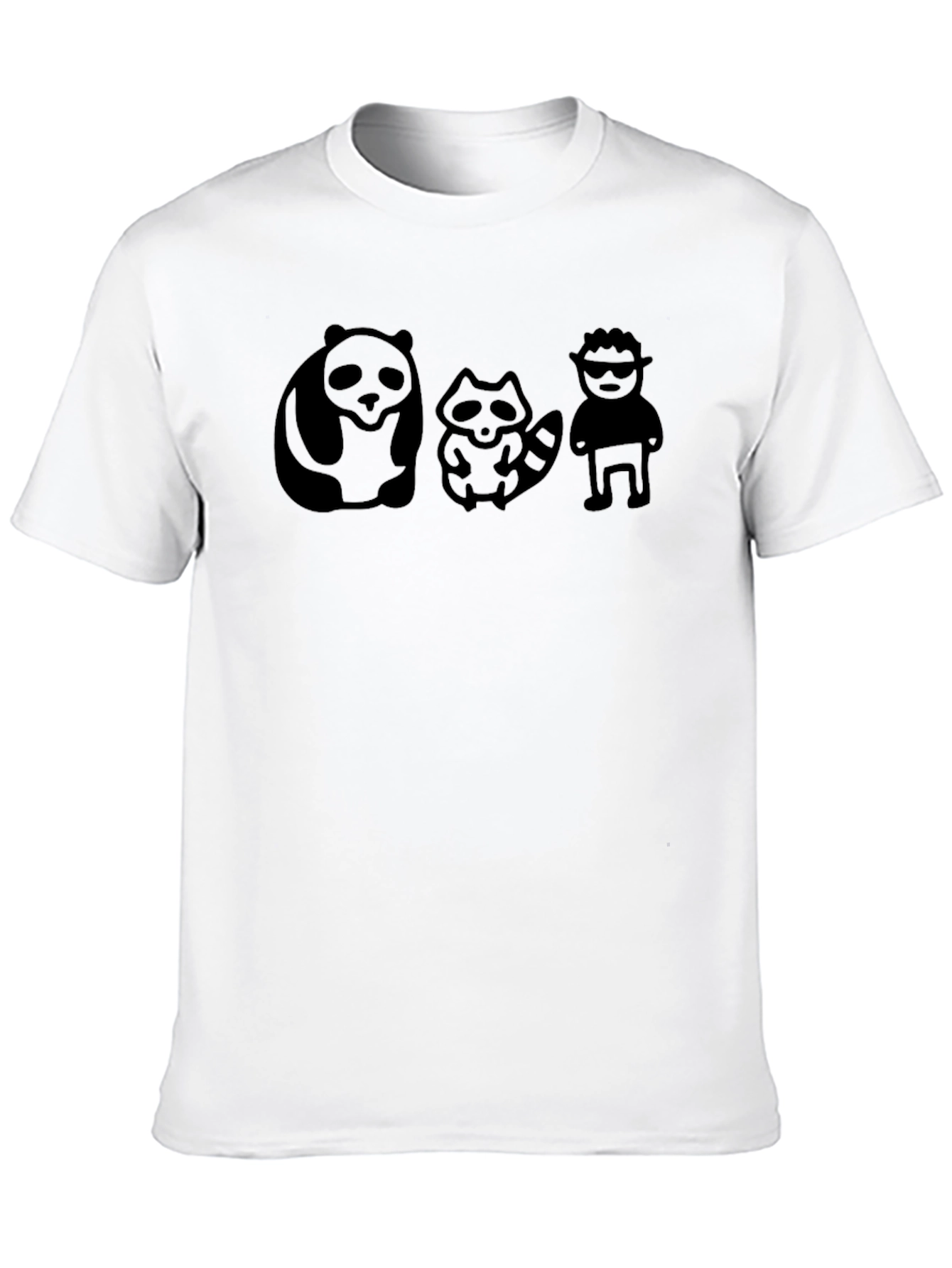 Panda Raccoon & Buddy Black Graphic Tee