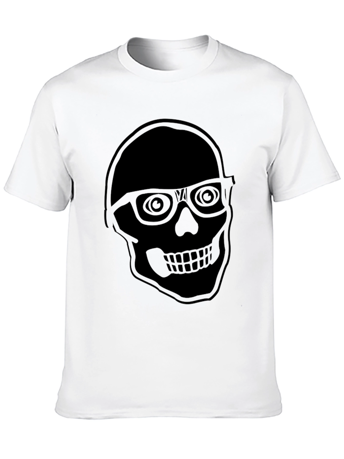 Cool Skull With Glasses Black T-Shirt