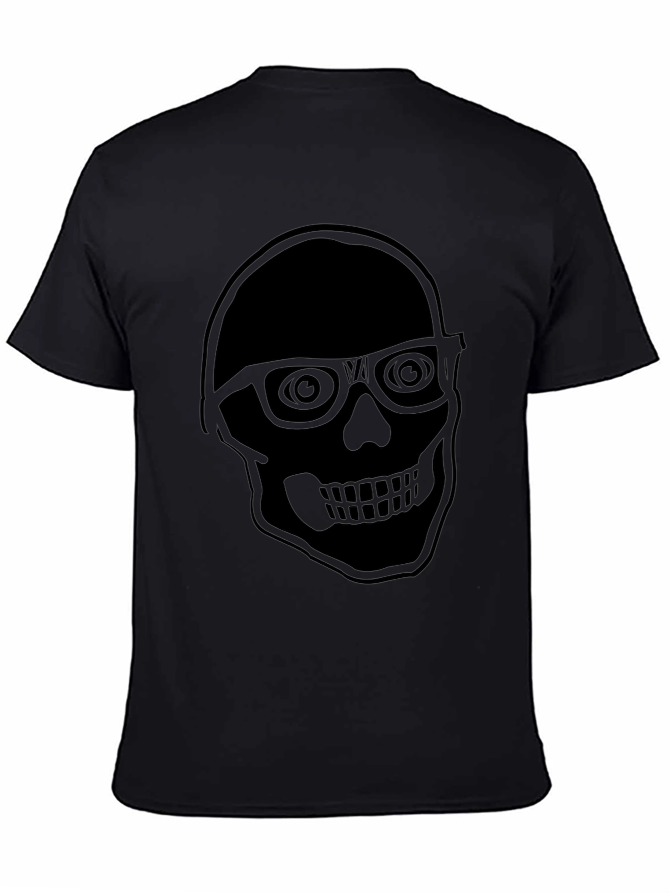 Cool Skull With Glasses Black T-Shirt