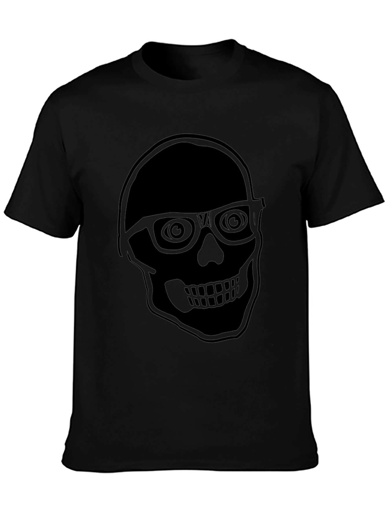 Cool Skull With Glasses Black T-Shirt