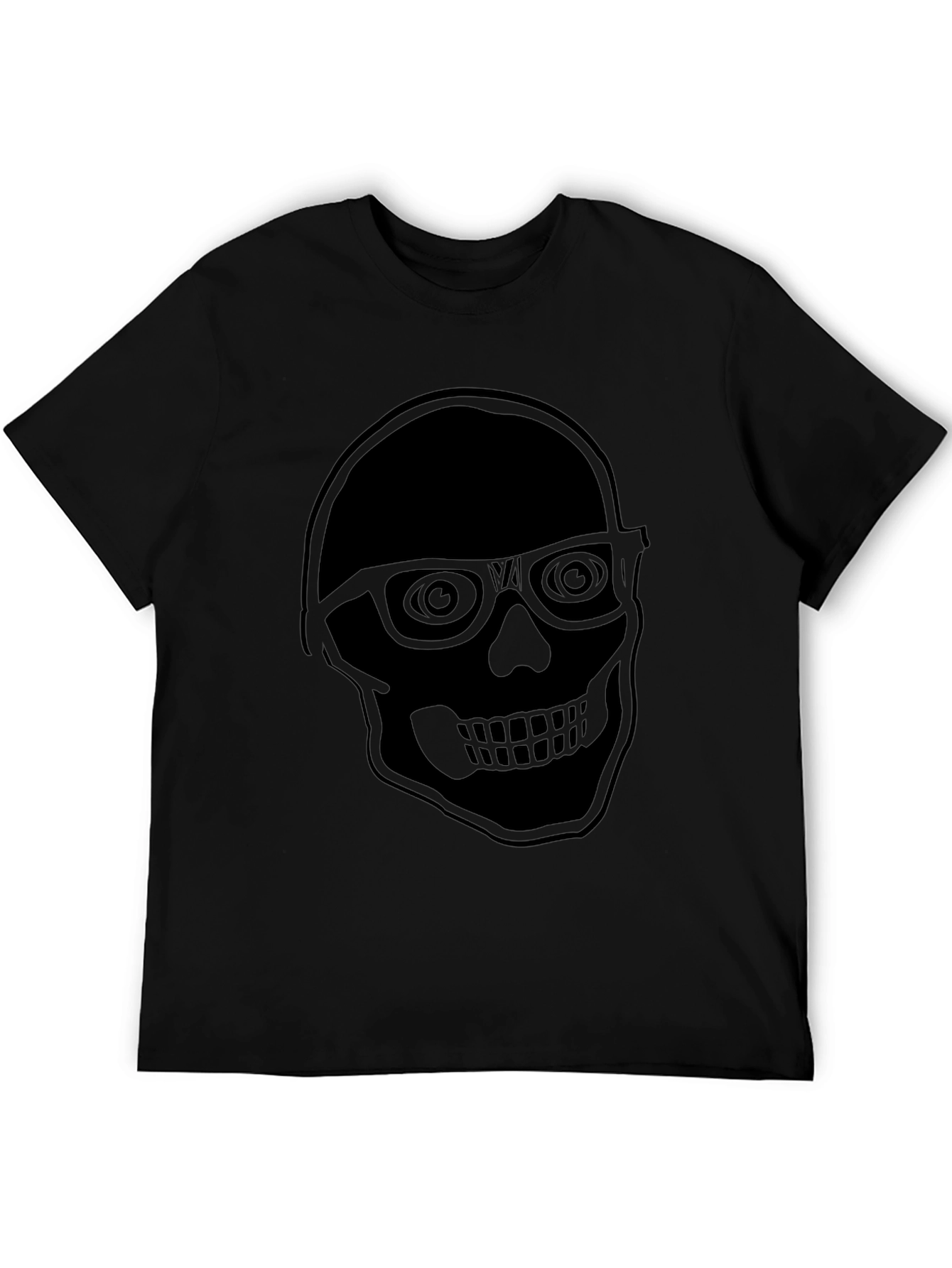 Cool Skull With Glasses Black T-Shirt