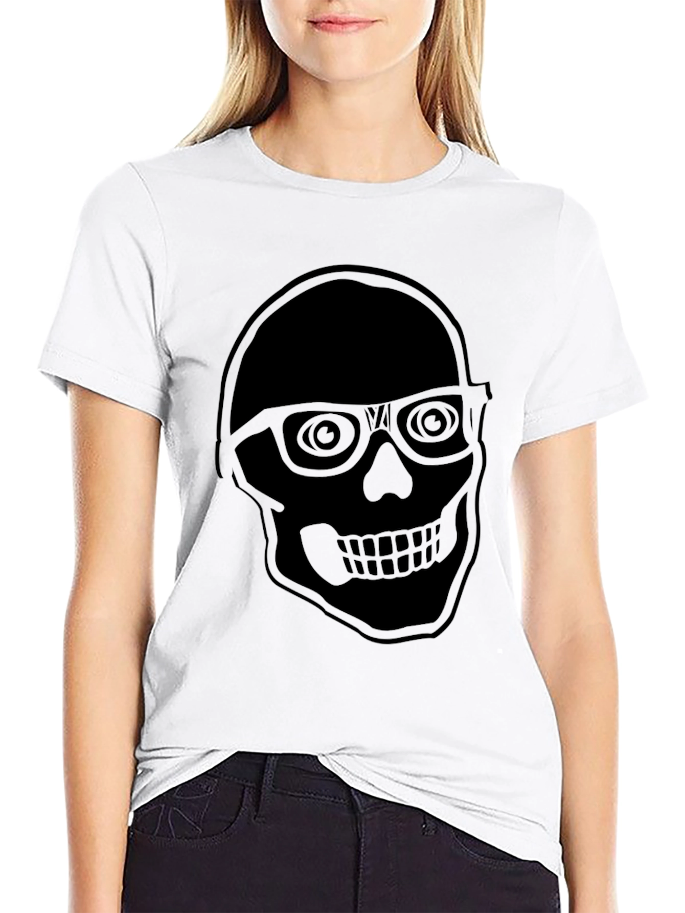 Cool Skull With Glasses Black T-Shirt