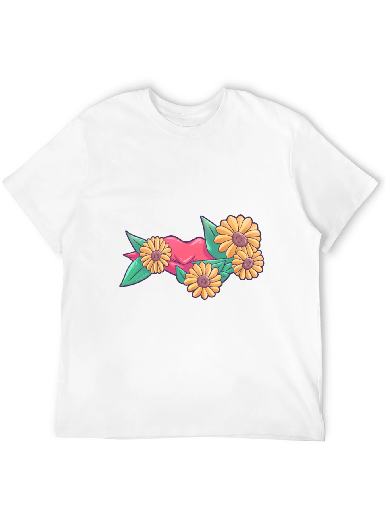 Floral Heart Graphic Tee - Stylish Black T-Shirt