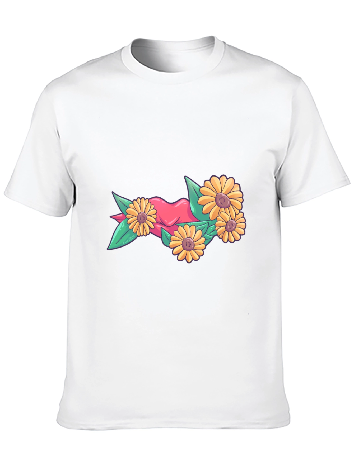 Floral Heart Graphic Tee - Stylish Black T-Shirt