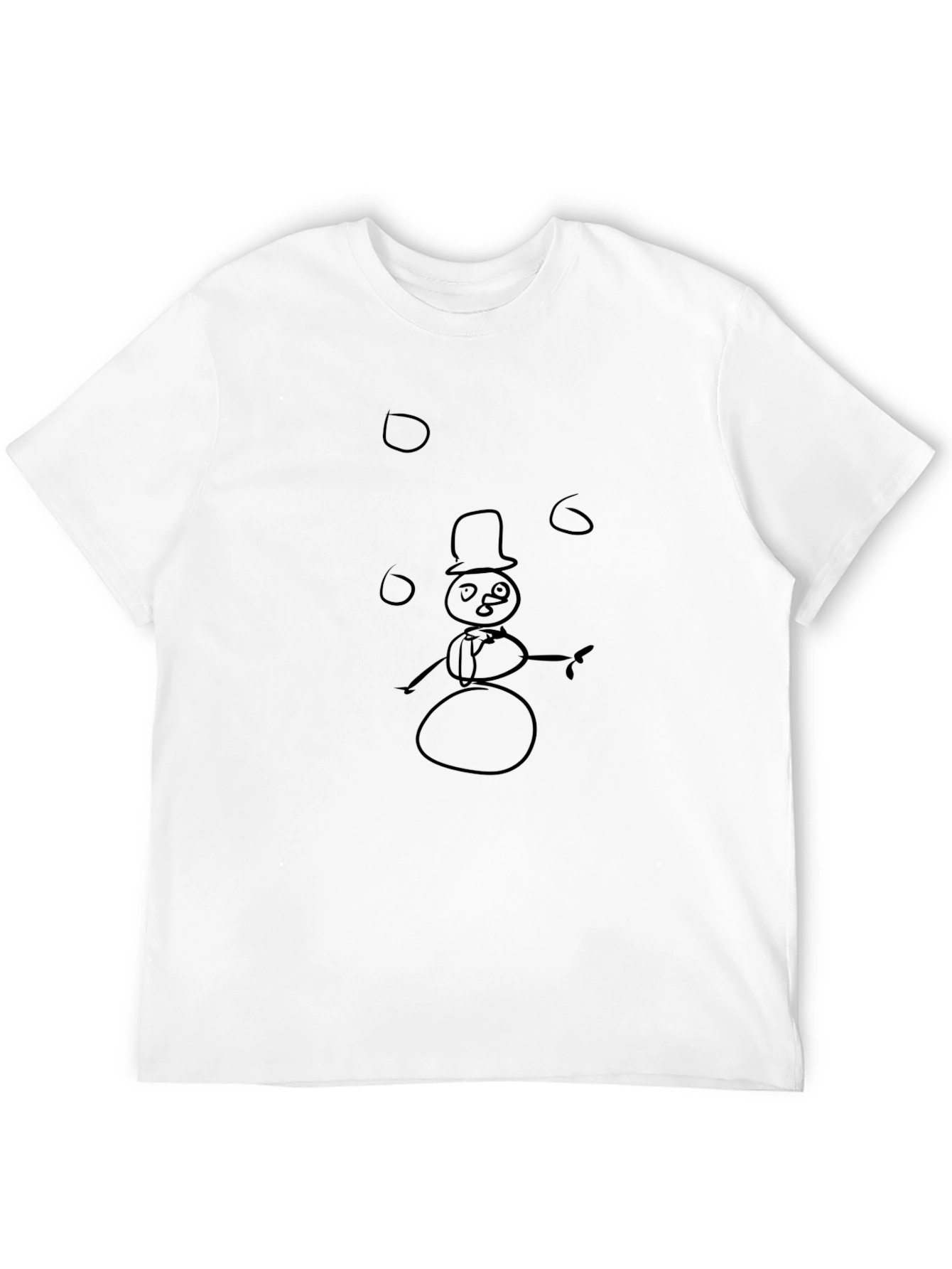 Whimsical Snowman Juggling T-Shirt - Black
