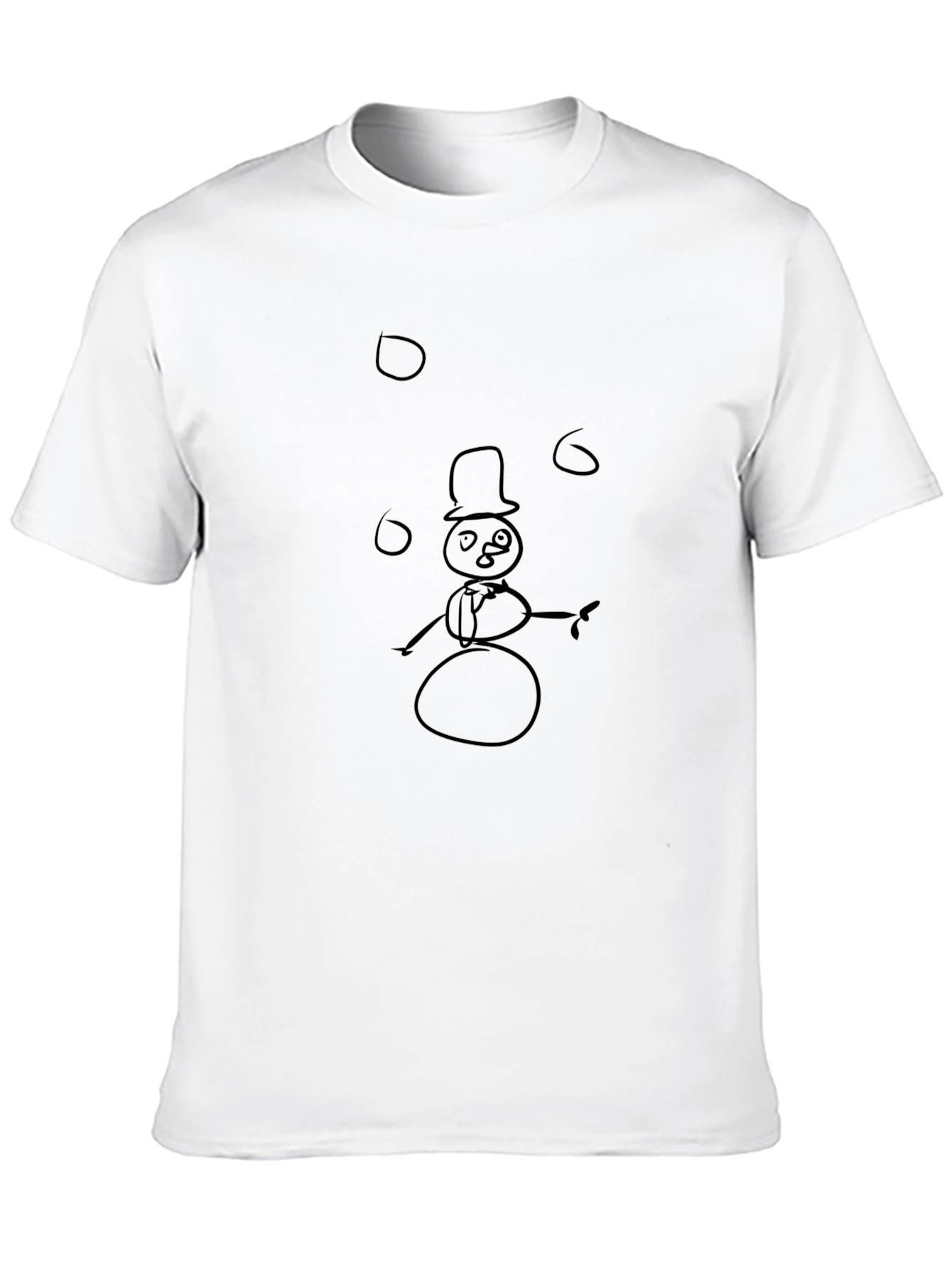 Whimsical Snowman Juggling T-Shirt - Black