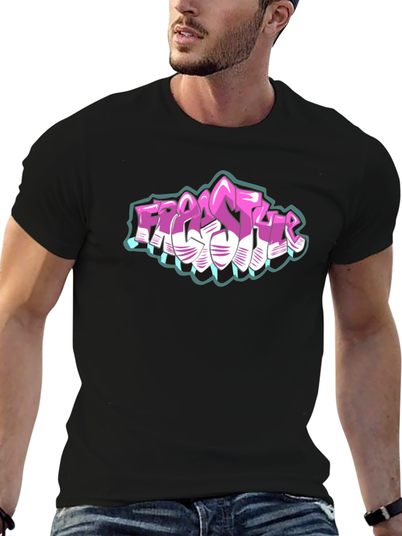Freestyle Graffiti Graphic Black T-Shirt