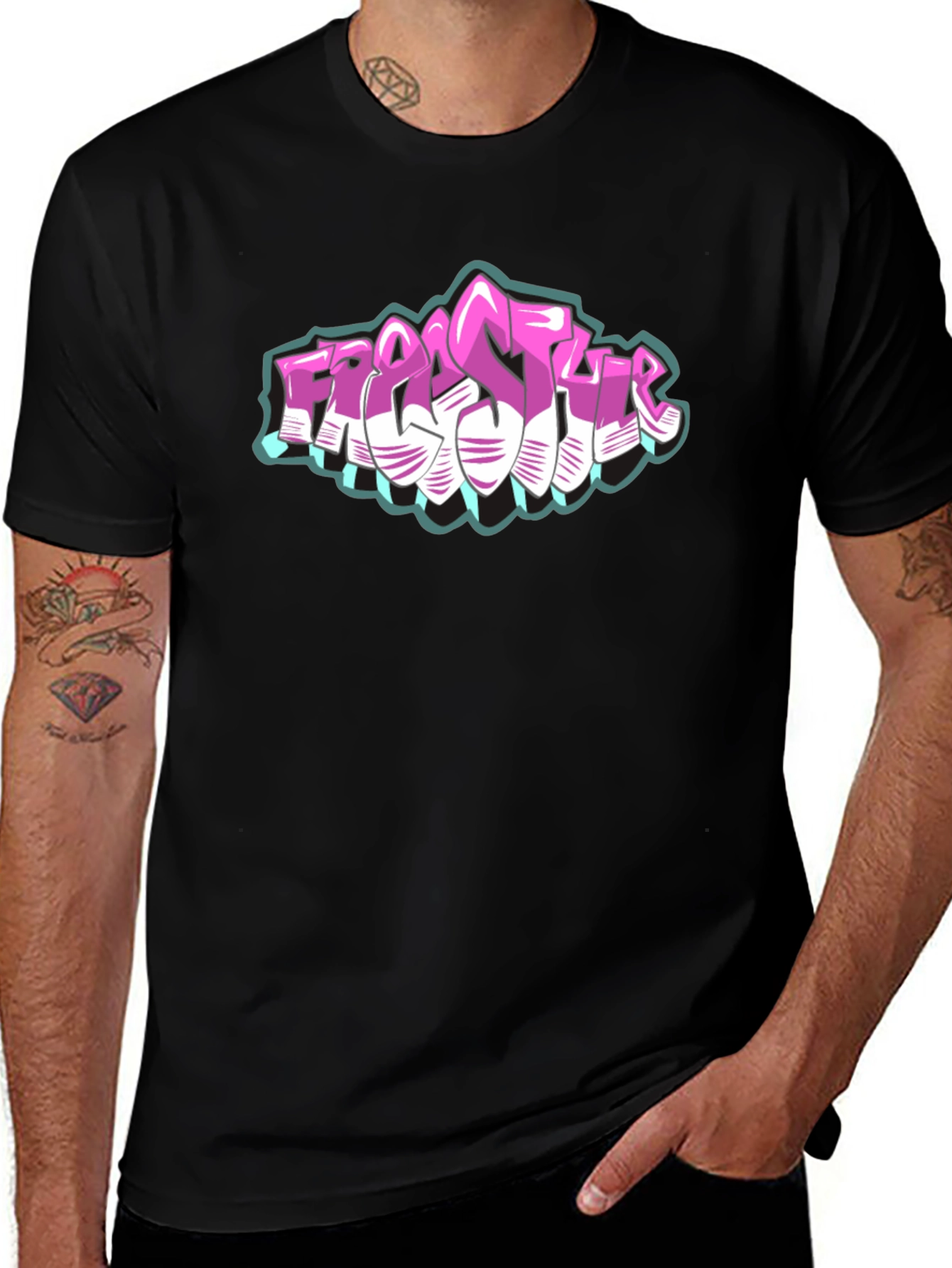 Freestyle Graffiti Graphic Black T-Shirt