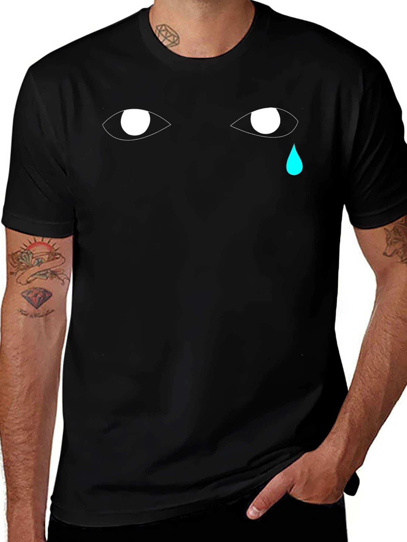 Tearful Eyes Graphic Tee - Black Cotton Comfort