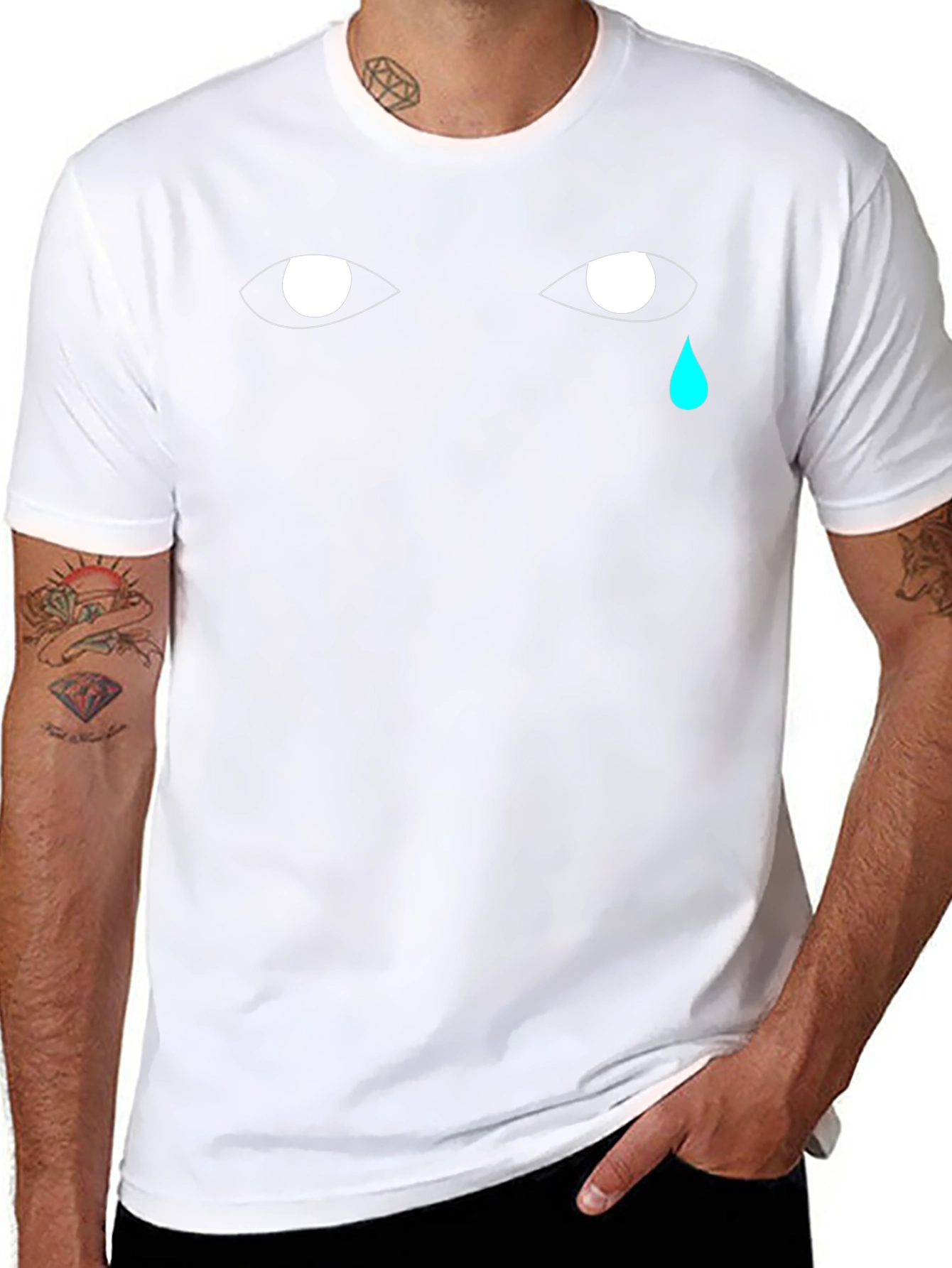 Tearful Eyes Graphic Tee - Black Cotton Comfort