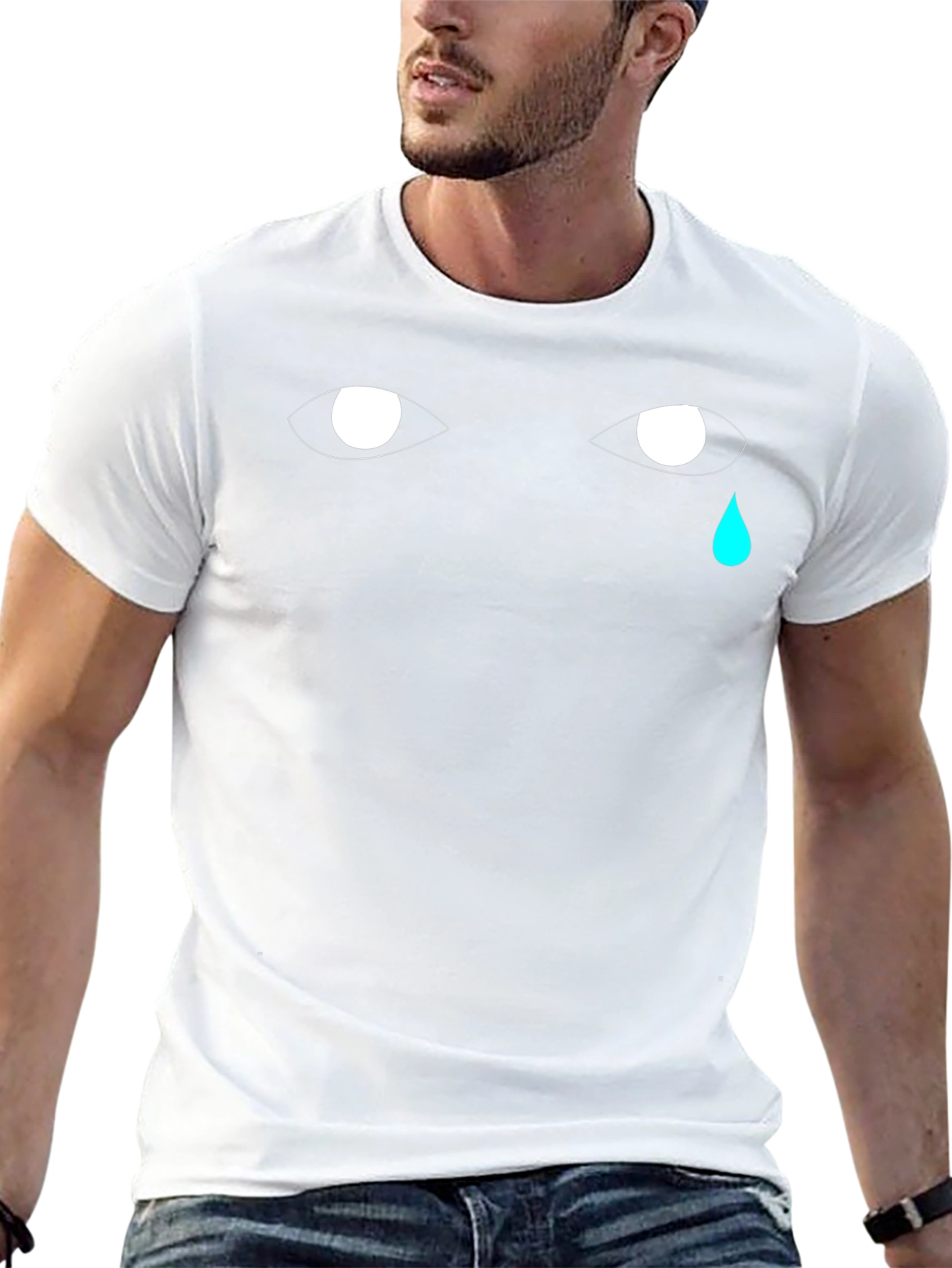 Tearful Eyes Graphic Tee - Black Cotton Comfort