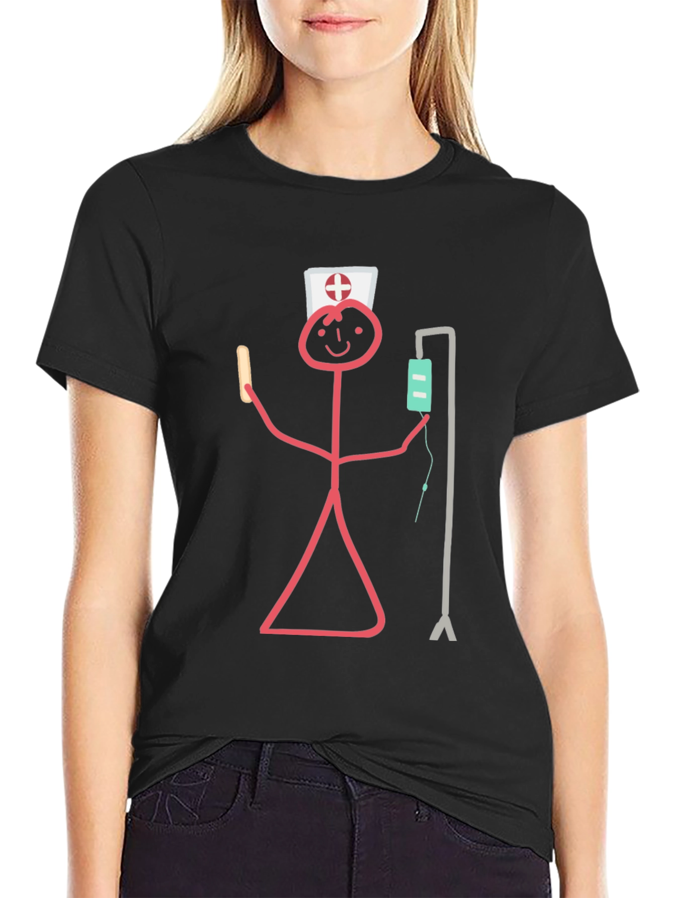 Funny Stick Figure Nurse T-Shirt - Novelty Graphic Tee