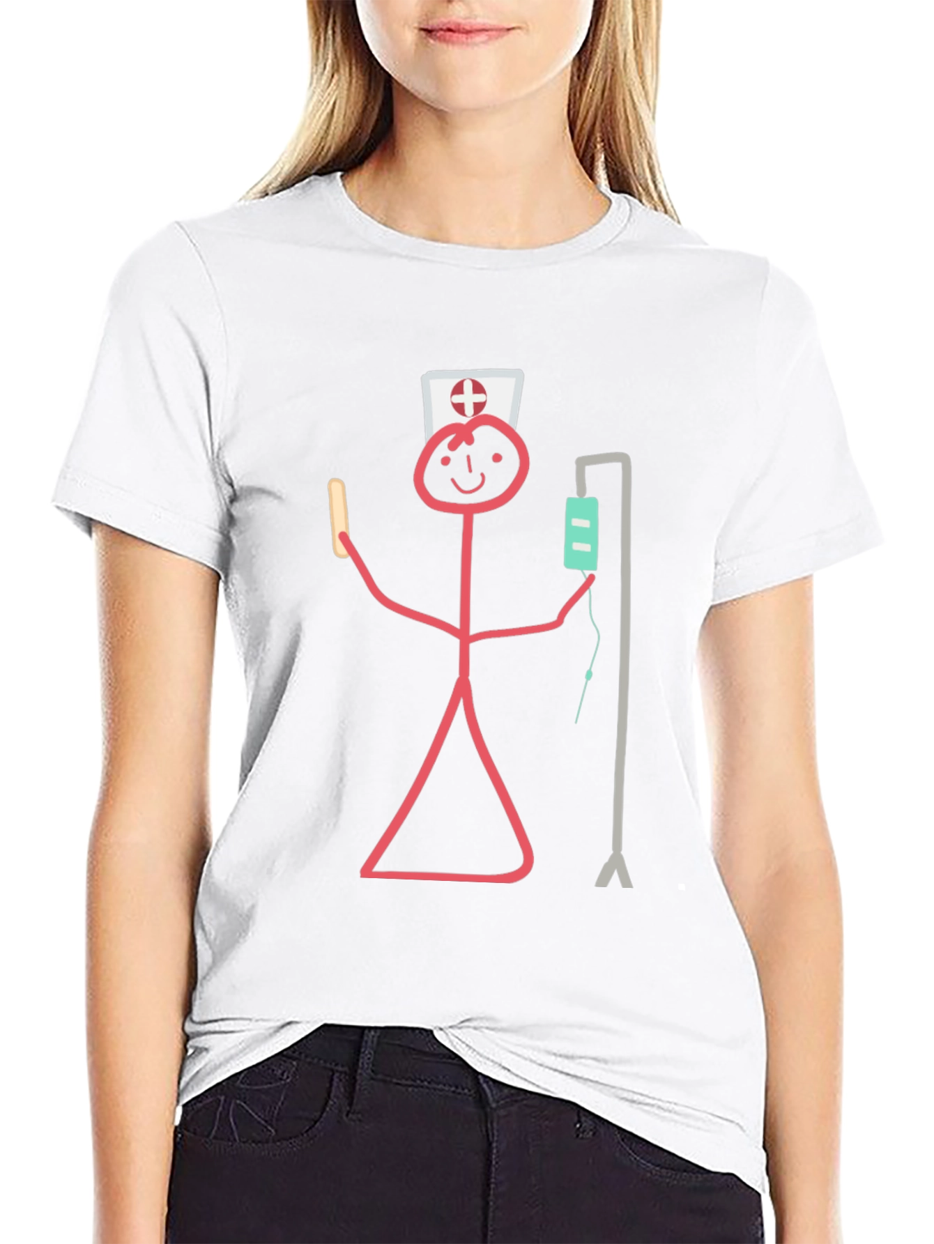 Funny Stick Figure Nurse T-Shirt - Novelty Graphic Tee