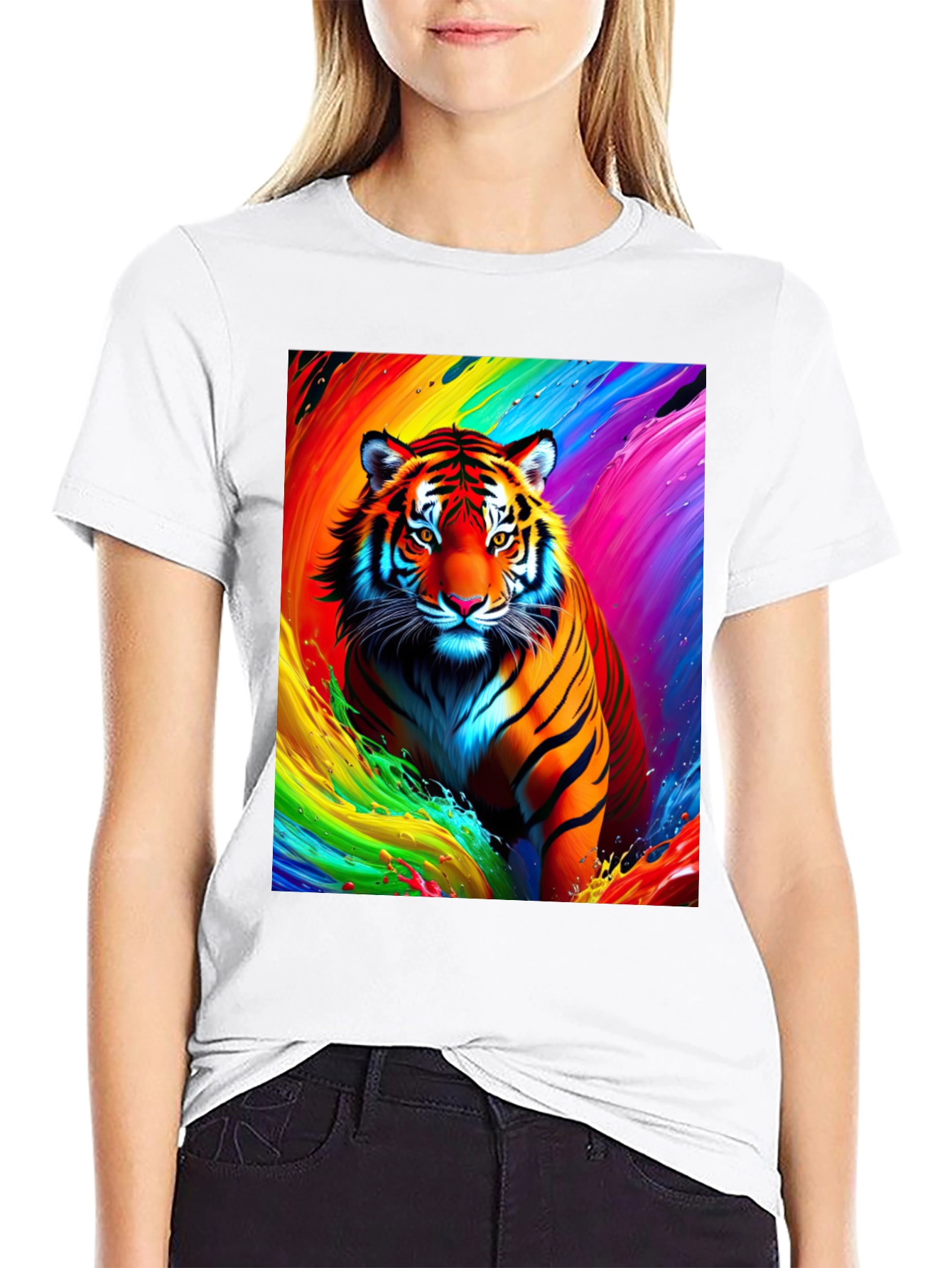 Vibrant Tiger Graphic Tee - Bold Animal Print