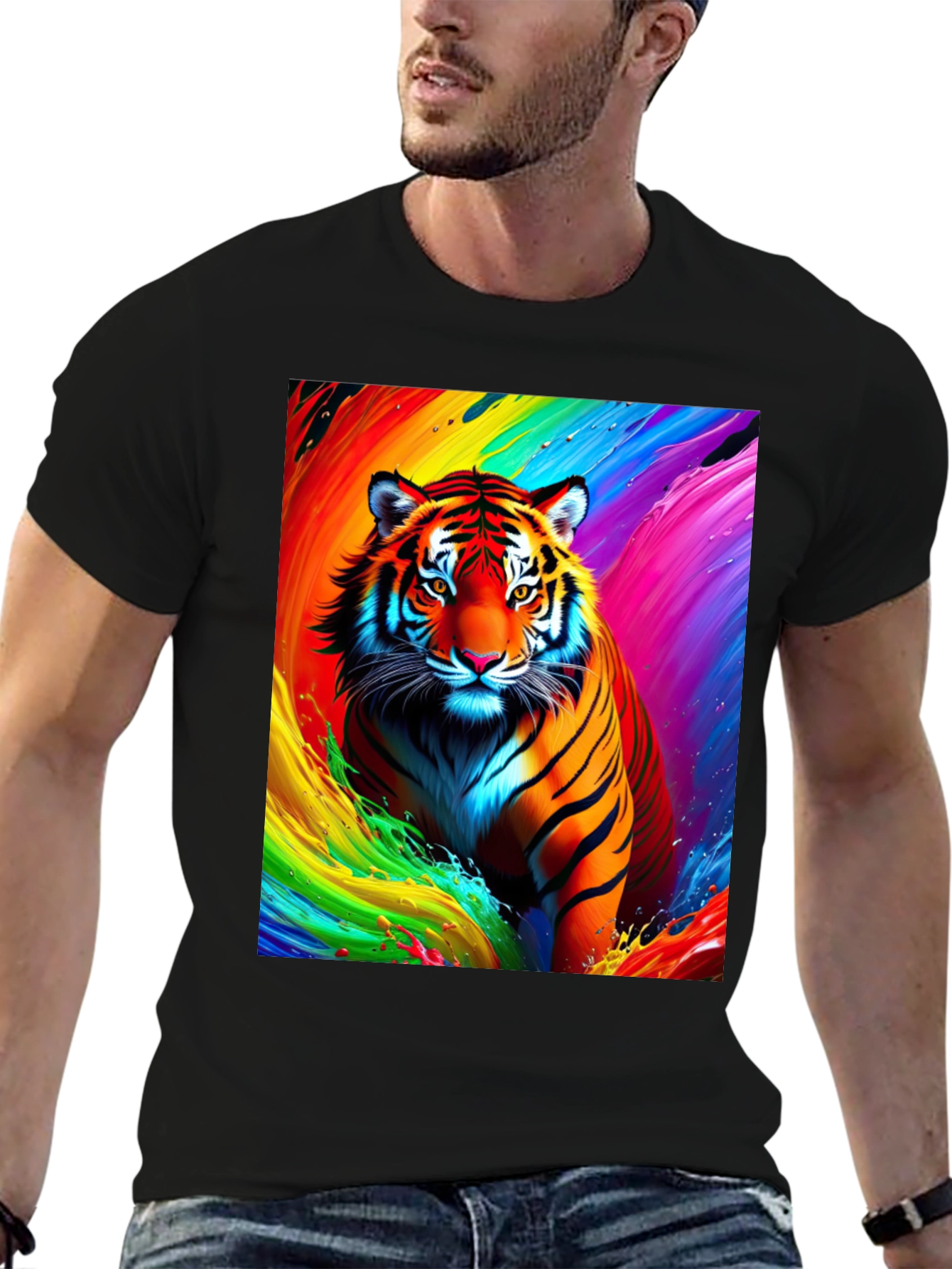 Vibrant Tiger Graphic Tee - Bold Animal Print