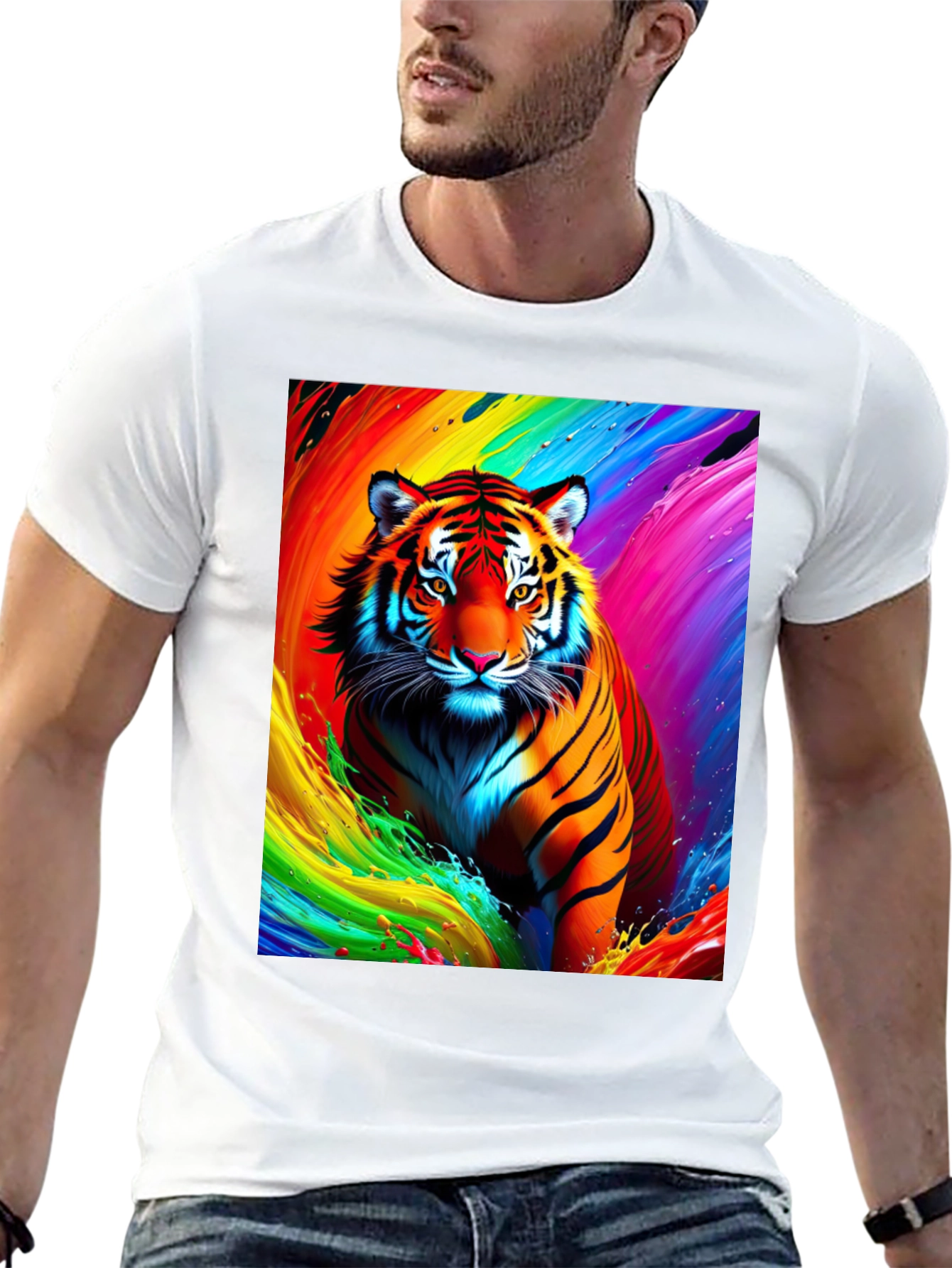 Vibrant Tiger Graphic Tee - Bold Animal Print