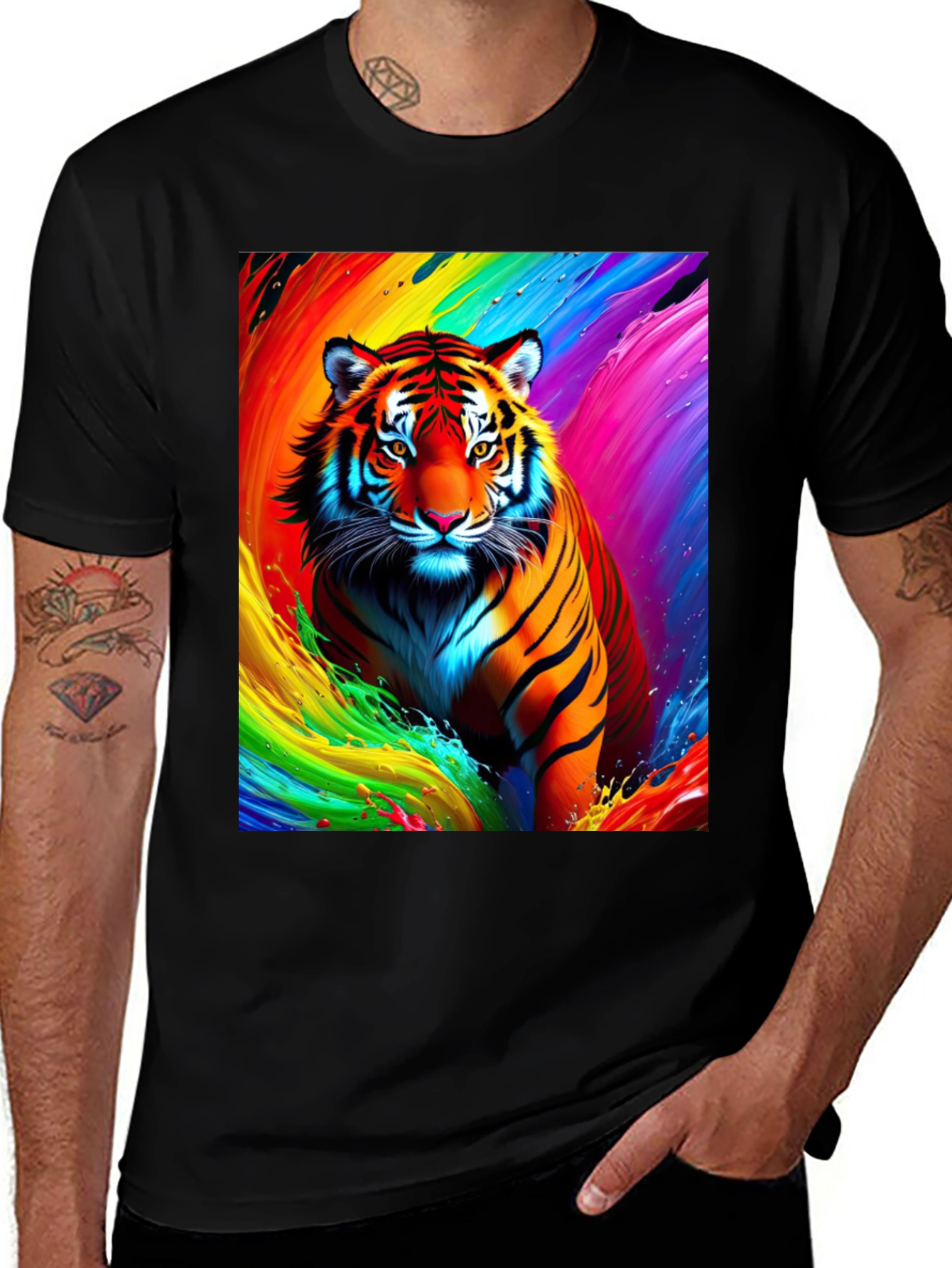 Vibrant Tiger Graphic Tee - Bold Animal Print