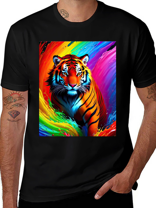 Vibrant Tiger Graphic Tee - Bold Animal Print