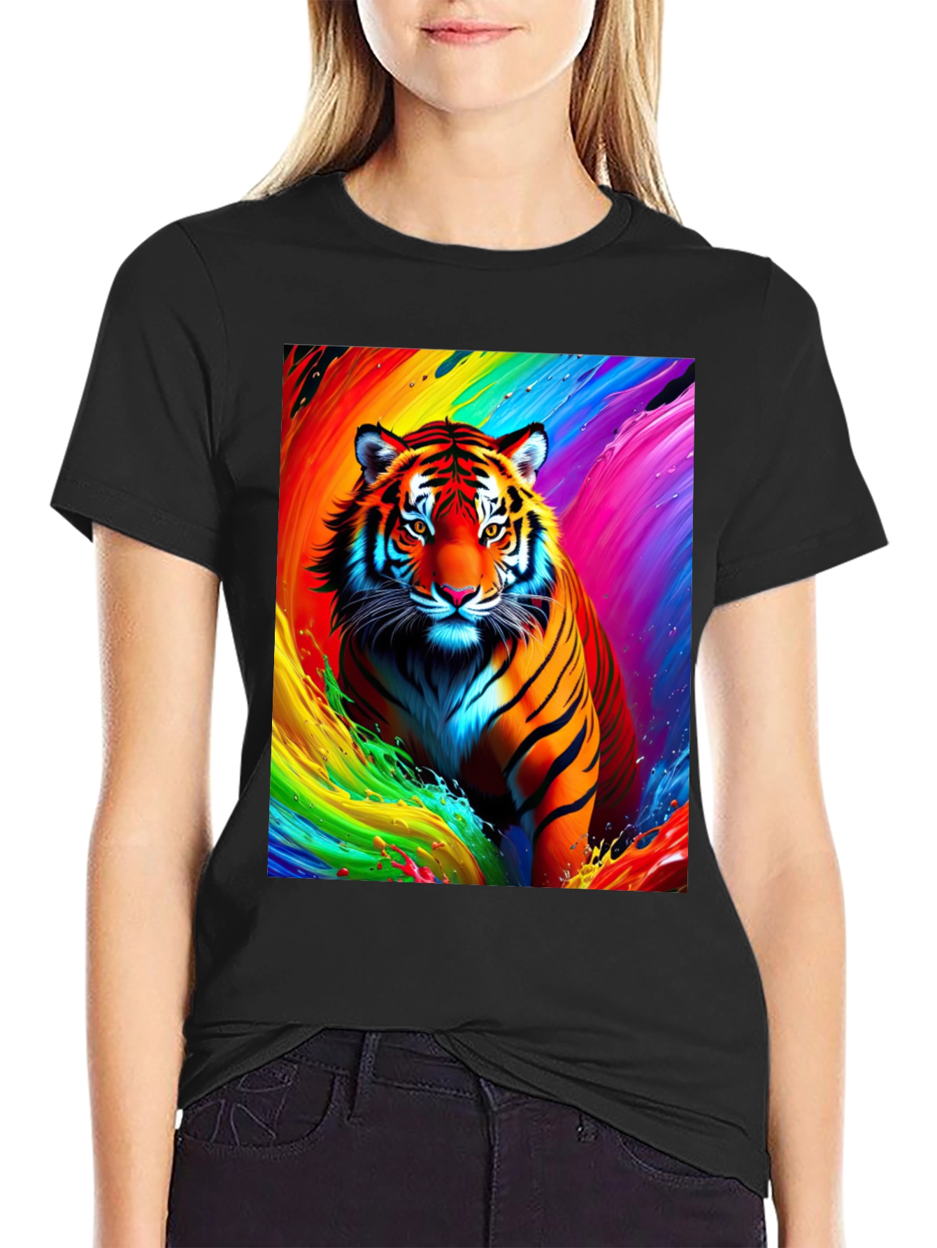 Vibrant Tiger Graphic Tee - Bold Animal Print