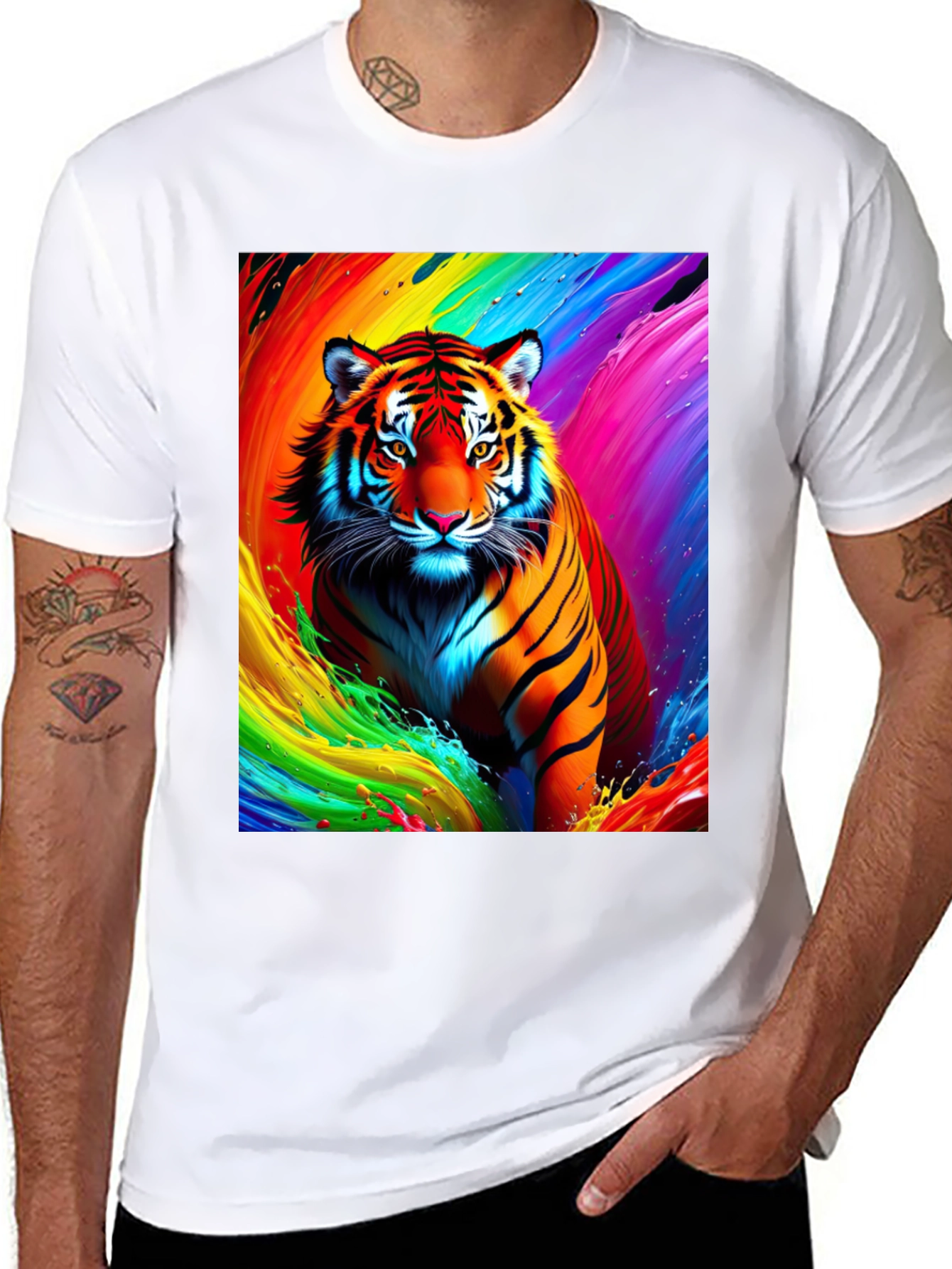 Vibrant Tiger Graphic Tee - Bold Animal Print