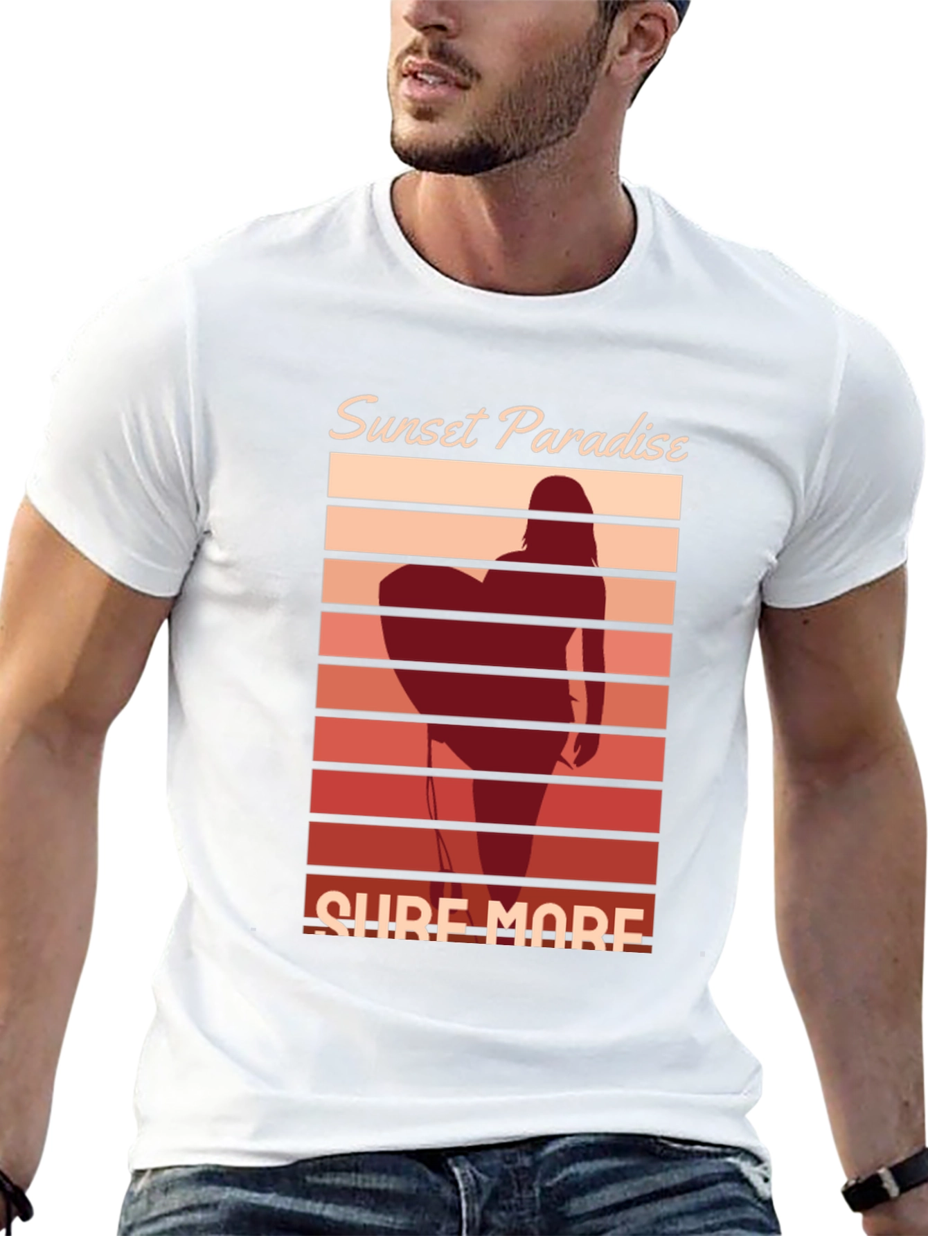 Sunset Paradise Surf More Graphic Tee